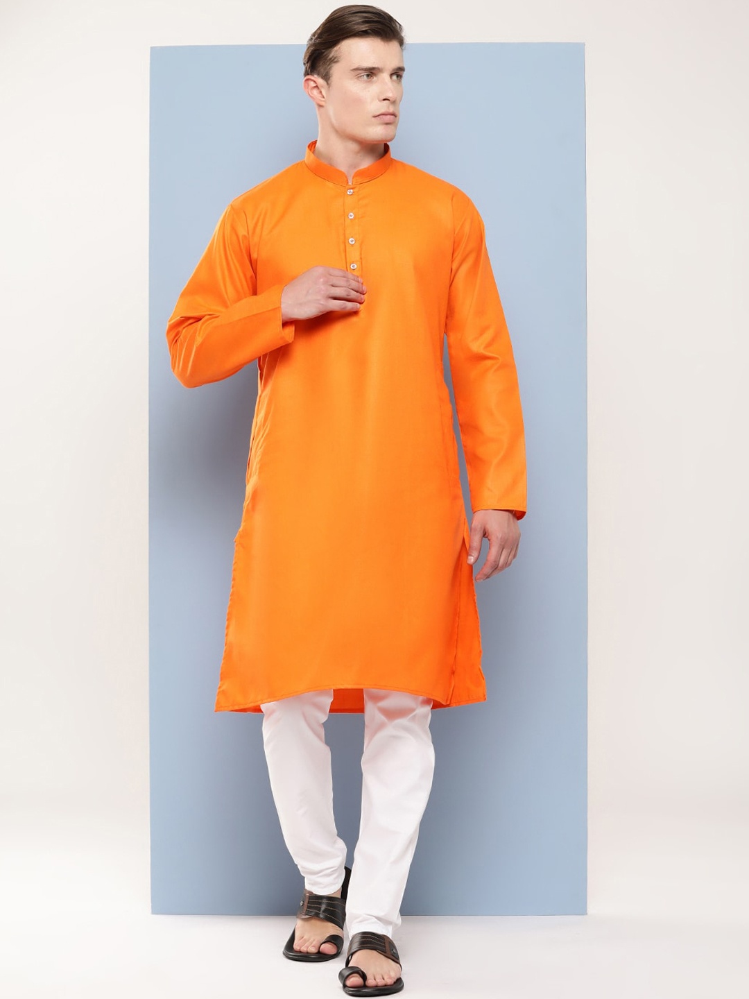 

Aarika Men Regular Pure Cotton Kurta with Pyjamas, Orange
