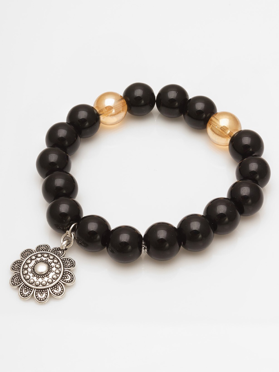 

LUMIERE JEWEL Unisex Beaded Elasticated Bracelet, Silver