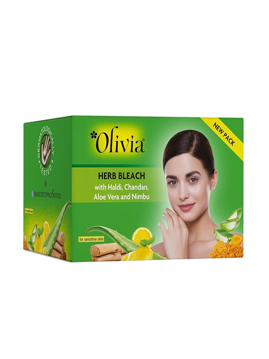 

Olivia Herb Bleach For Sensitive Skin with Haldi & Chandan - 60 g, Green