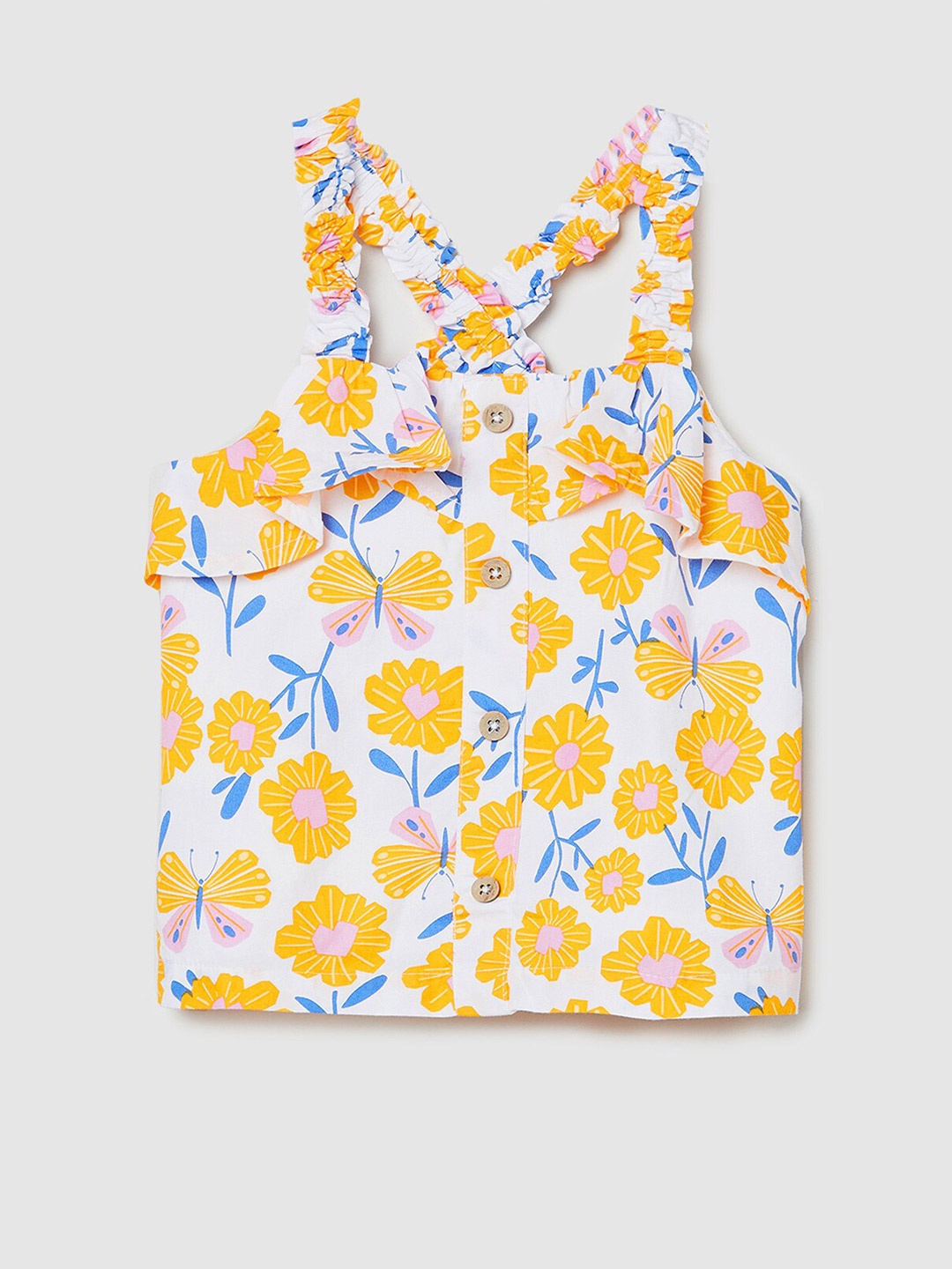 

max Floral Print Cotton Top, Orange