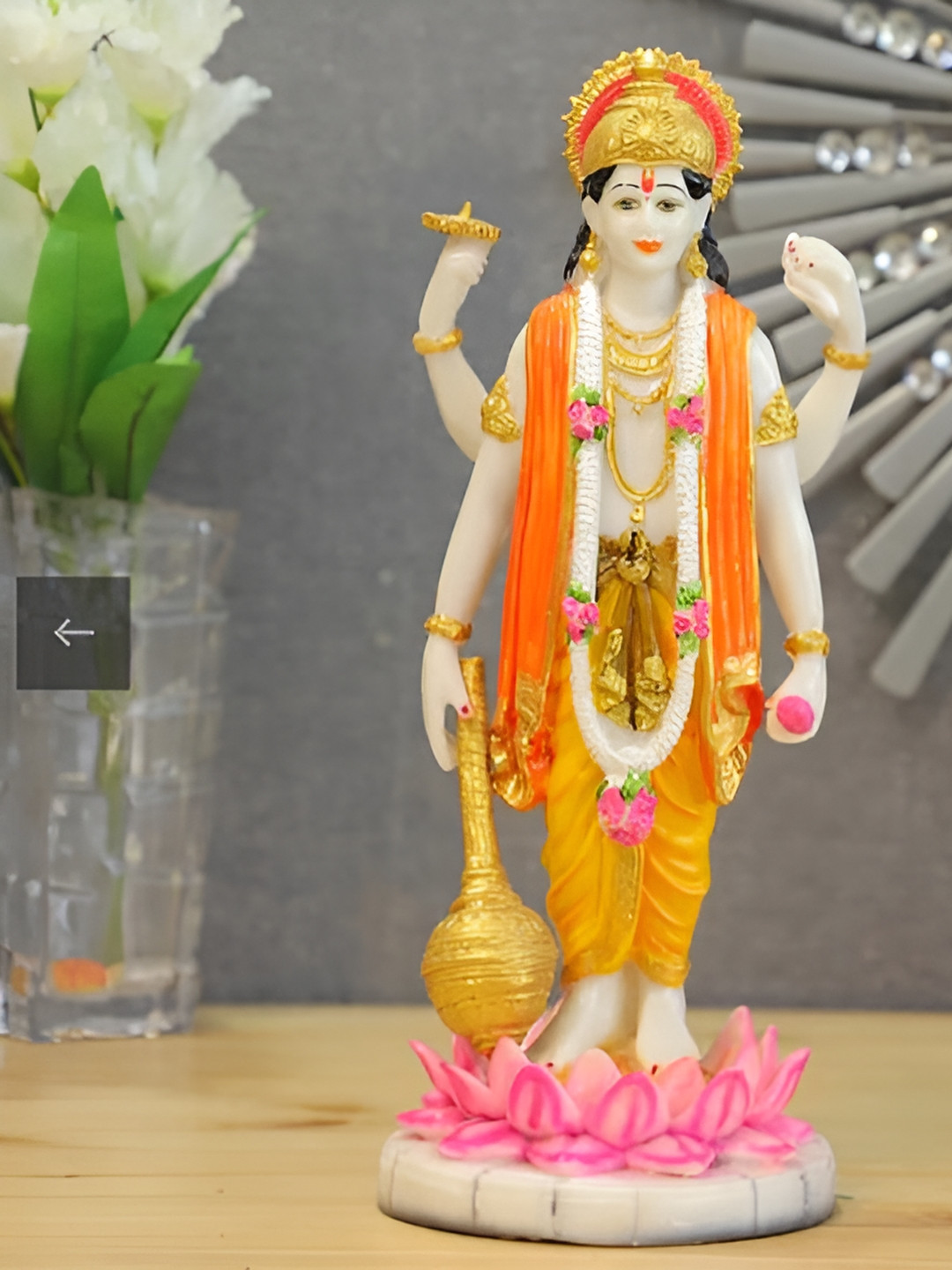 

krishnagallery1 White and Orange Religious Idol Showpiece