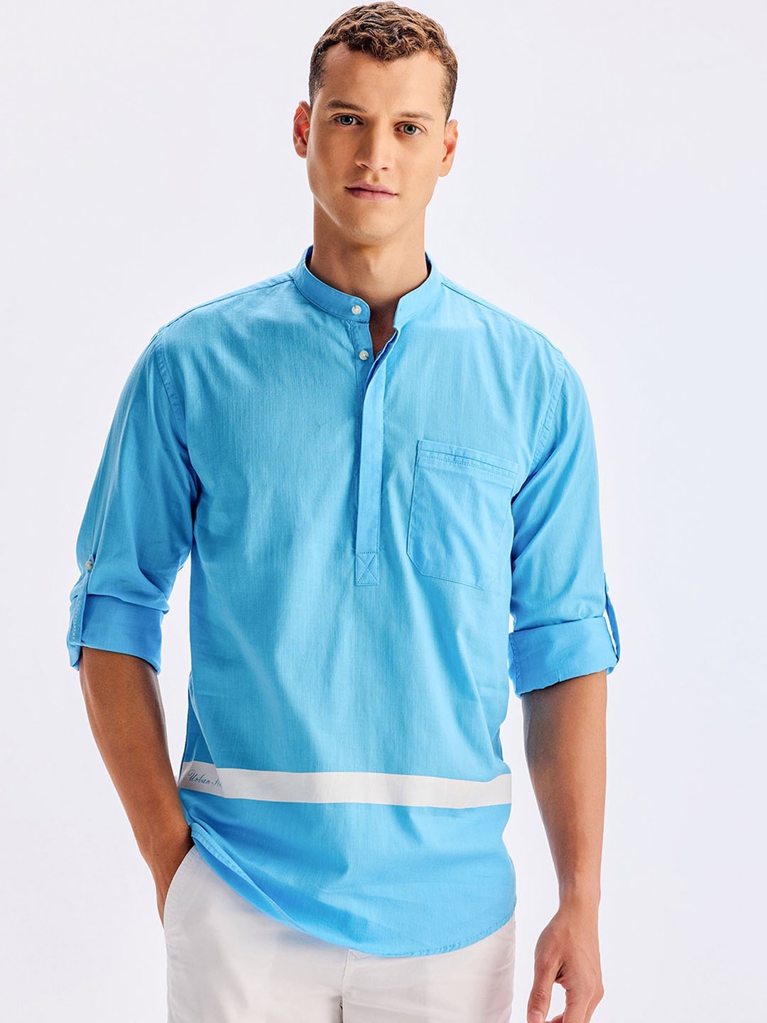 

Red Flame Cotton Strigth Kurta, Blue
