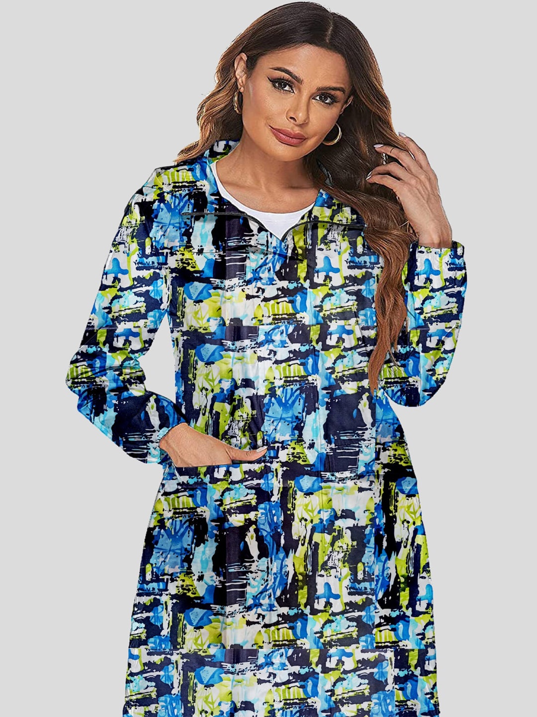 

CAMISON Printed Waterproof Rain Jacket, Blue