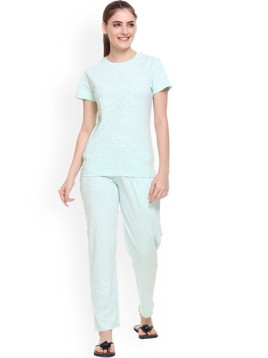 

Y&I Abstract Printed T-shirt With Pyjamas, Blue