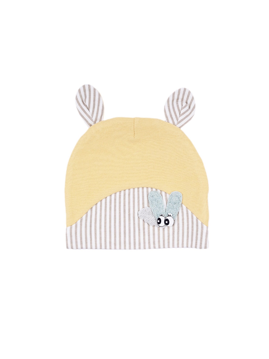 Baby Moo Infnats Printed Cotton 3D Beanie Cap, Mustard