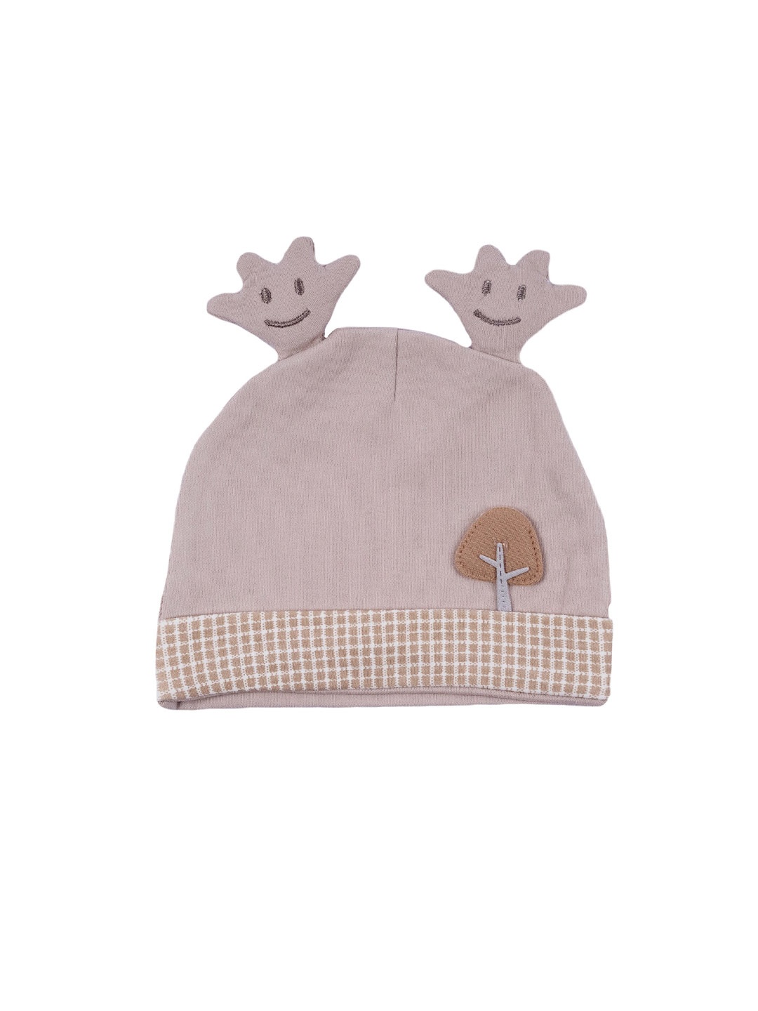 Baby Moo Kids Printed Cotton 3D Beanie Cap, Grey