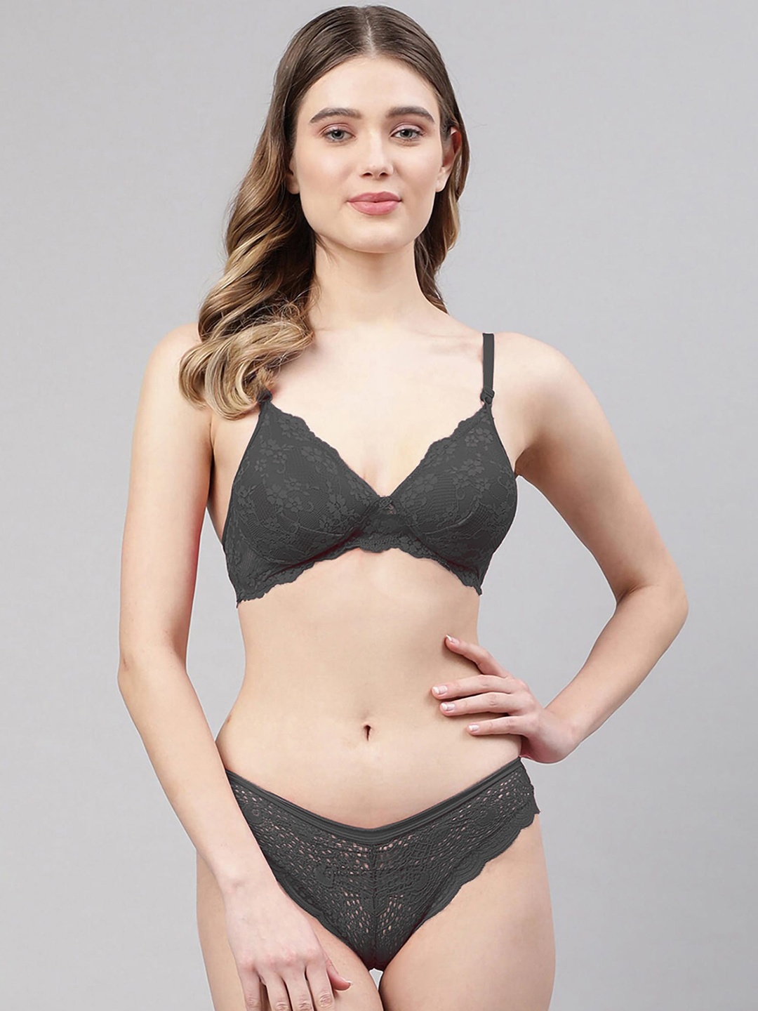 

Aamarsh Self Design Lingerie Set, Black