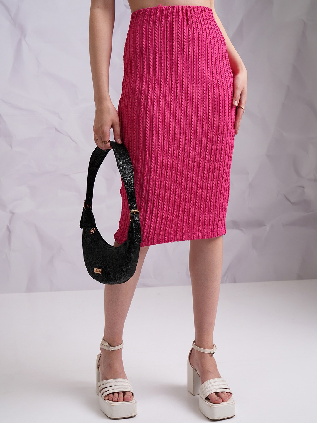

Tokyo Talkies Pencil Knee Length Skirt, Pink