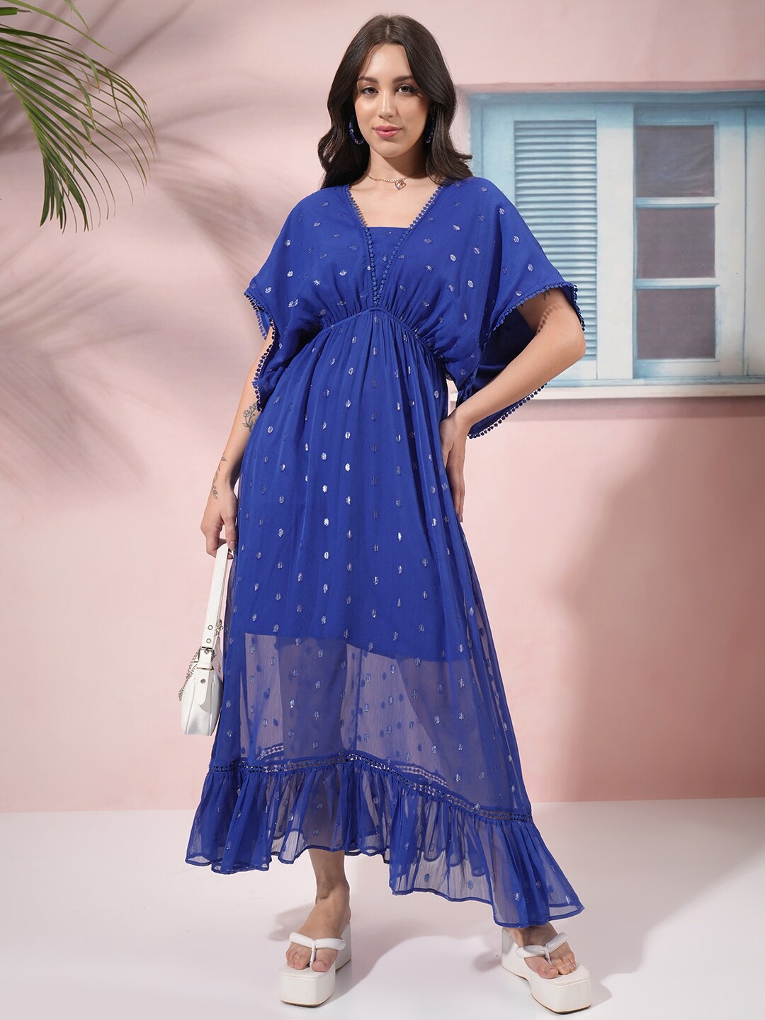 

Tokyo Talkies Print Flared Sleeve Maxi Dress, Blue