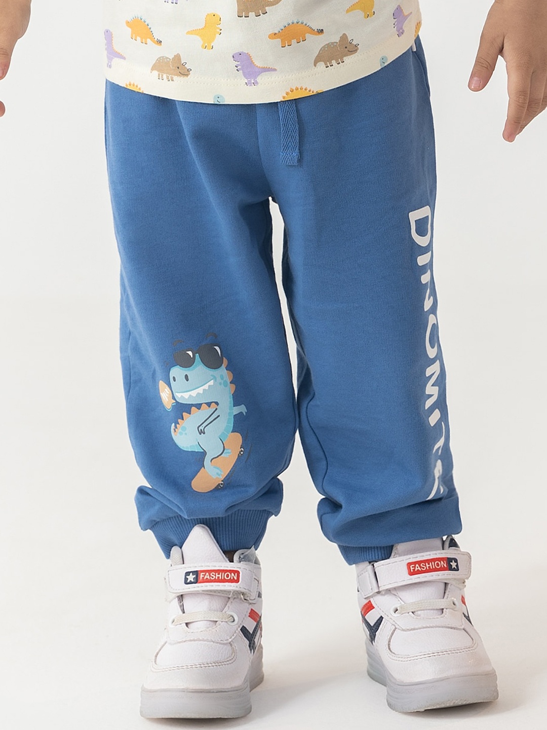 

haus & kinder Boys Graphic Printed Pure Cotton Joggers, Blue