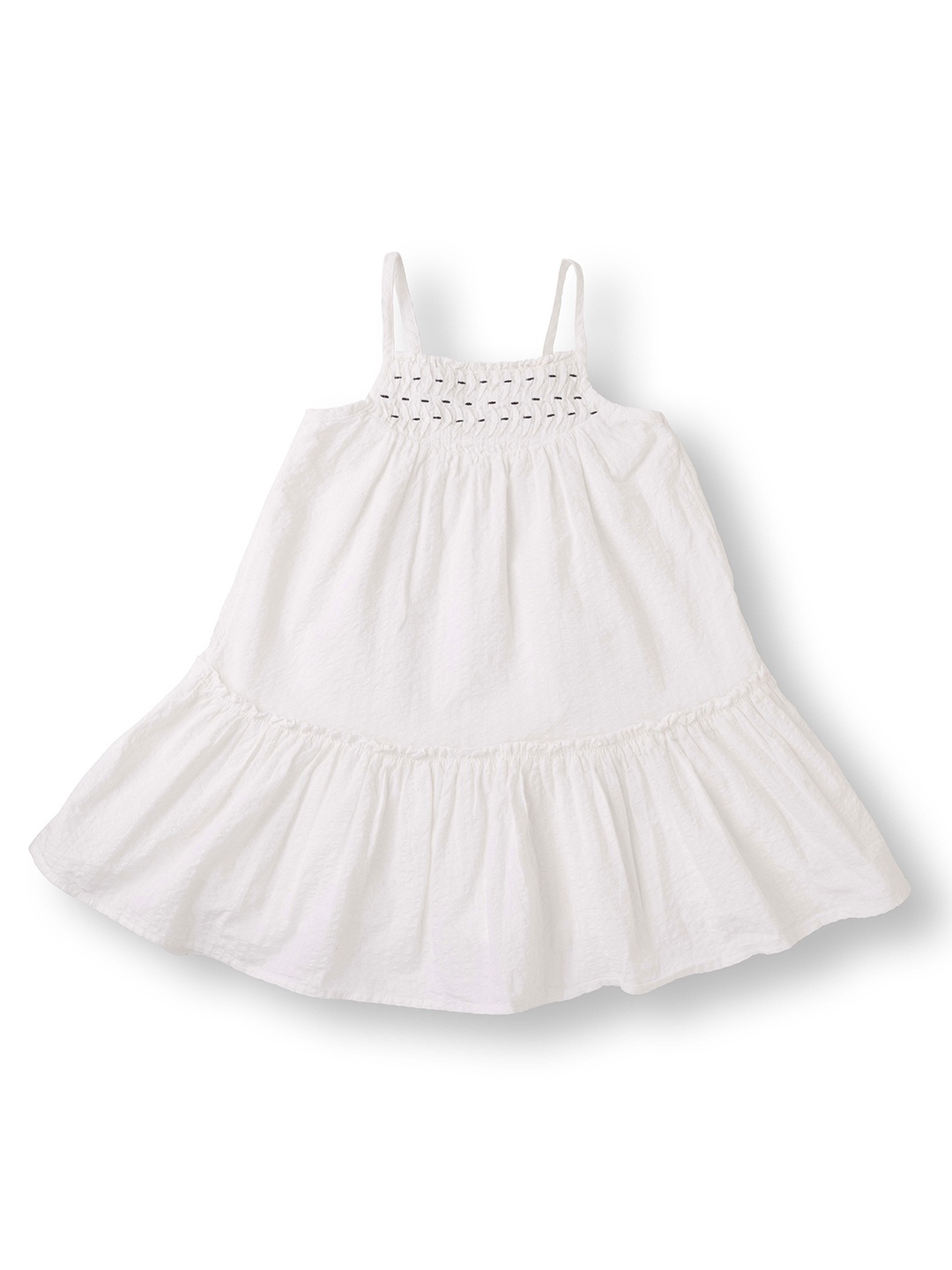

AMPED Girls A-Line A-line Smocking Dress, White