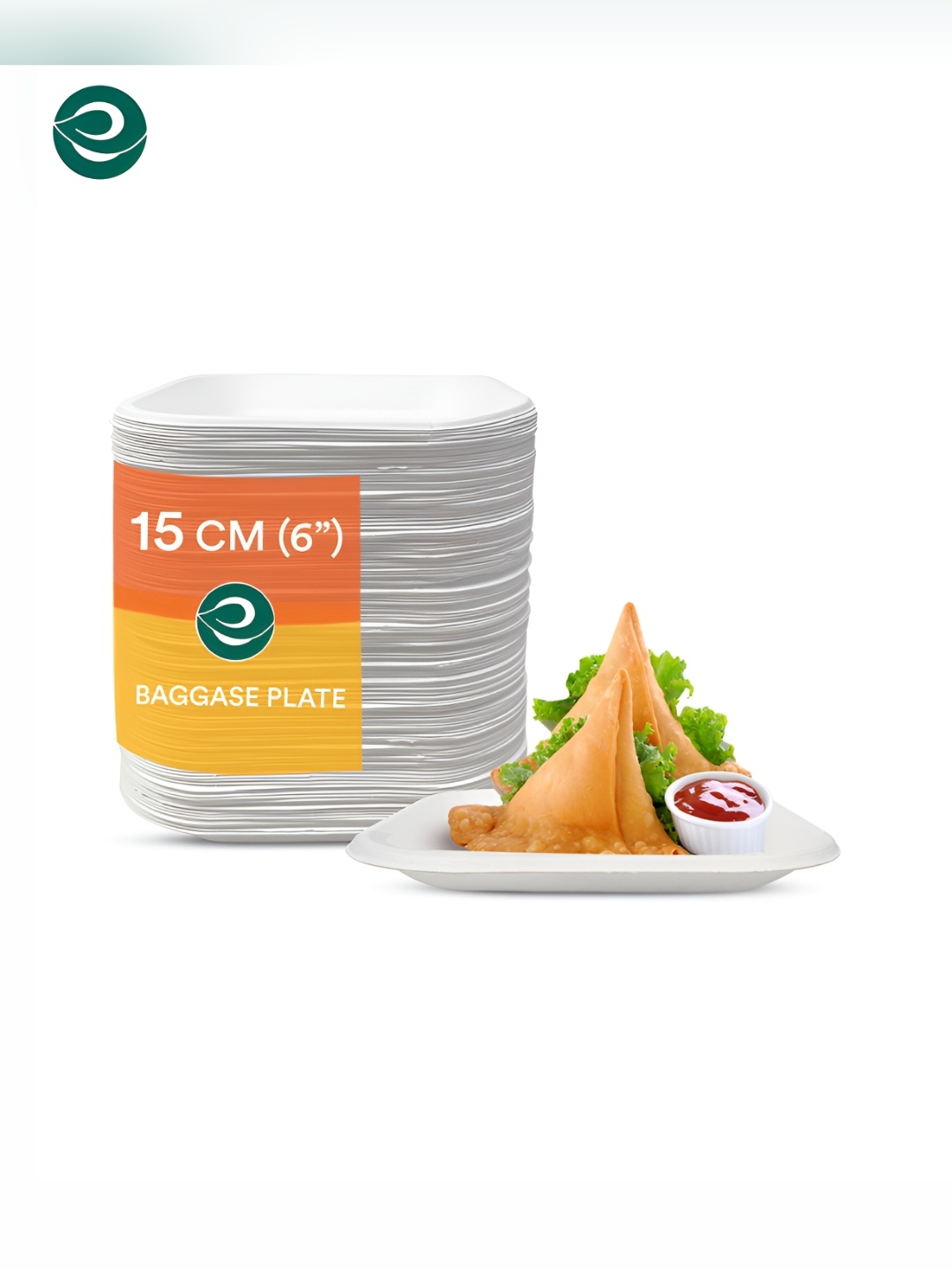 

ECO SOUL 50 Pcs Bagasse Square Plates, White