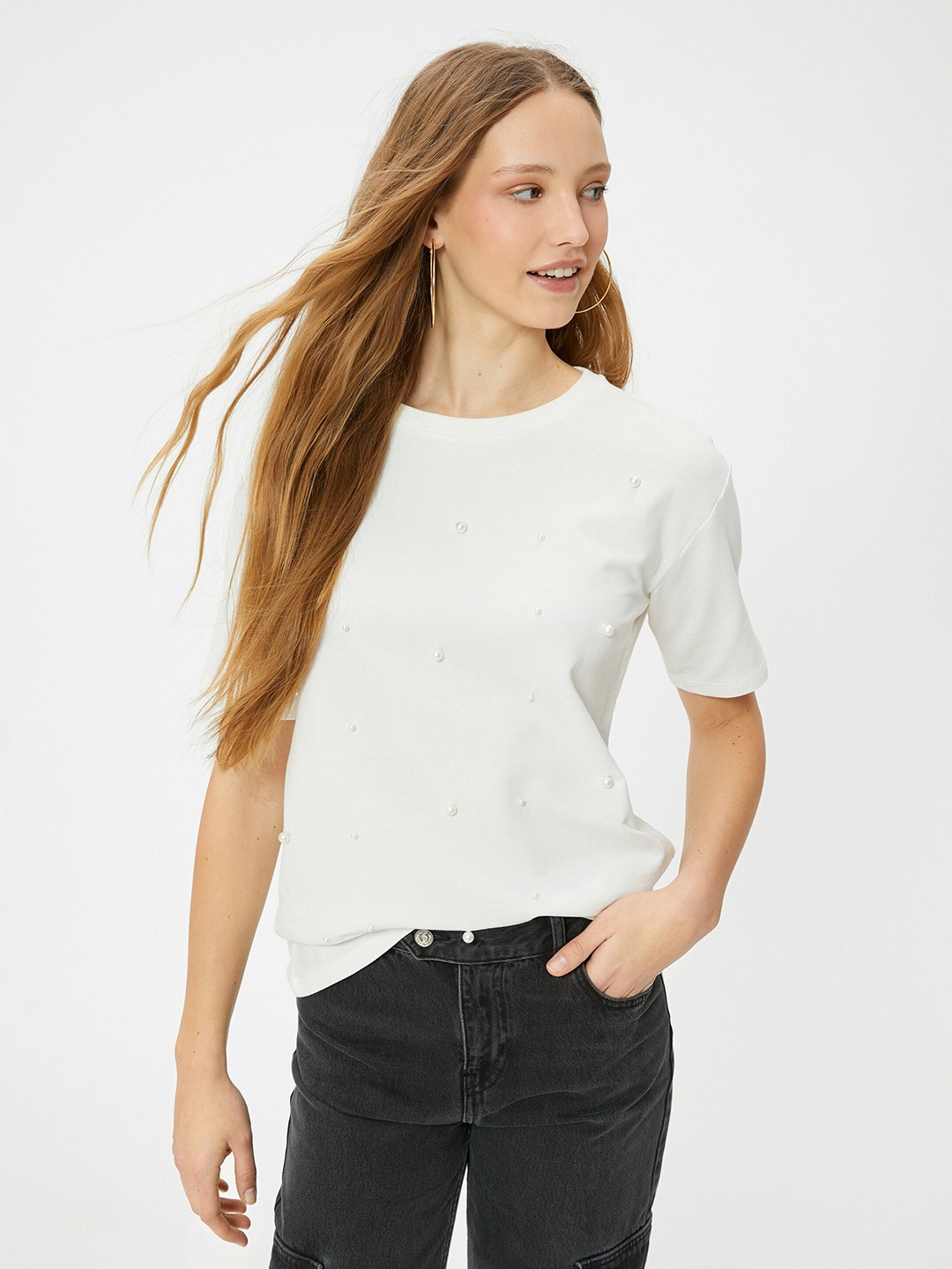 

Koton Pure Cotton Relaxed Fit T-shirt, Beige