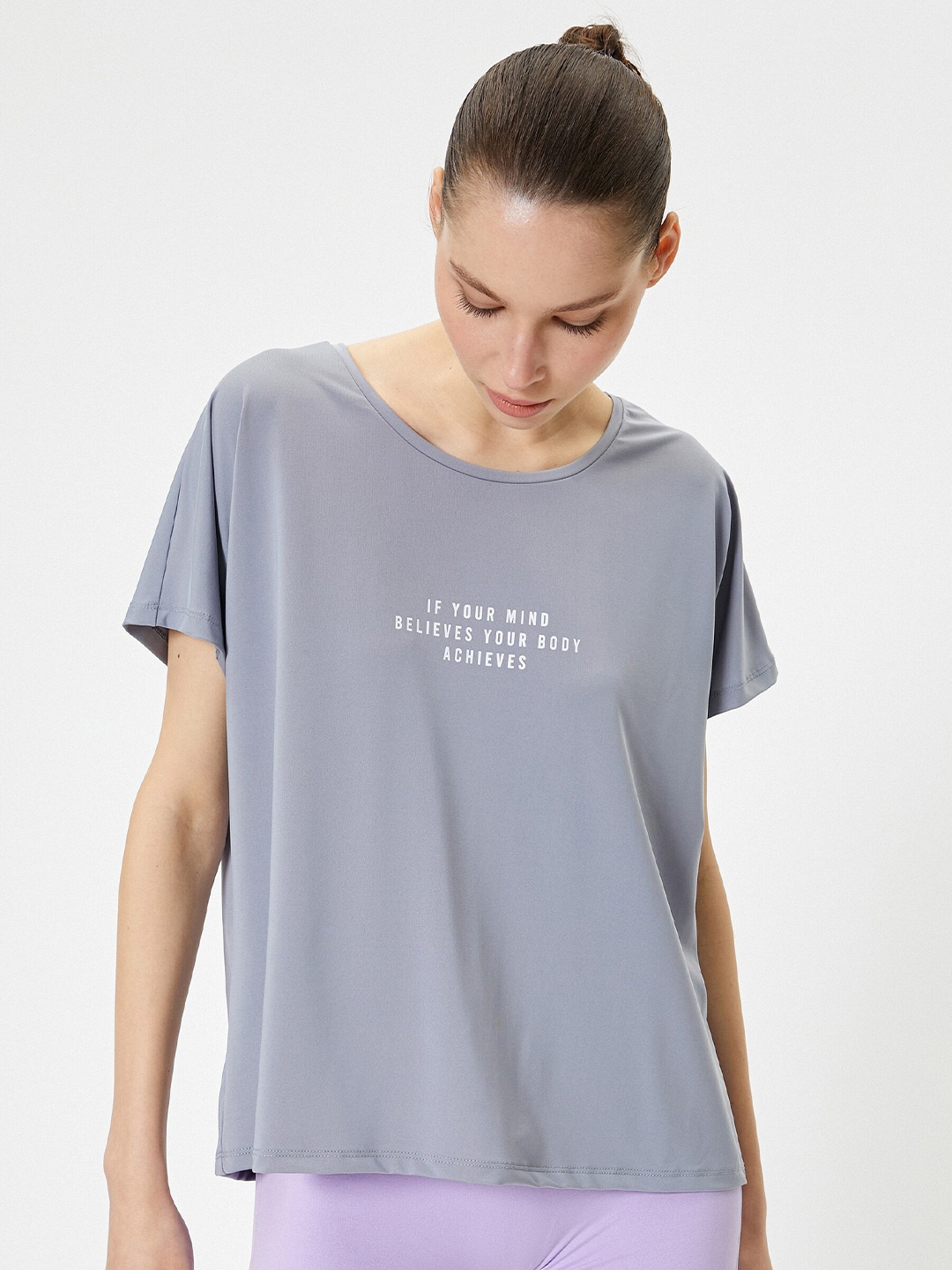 

Koton Typography Printed Round Neck T-shirt, Grey