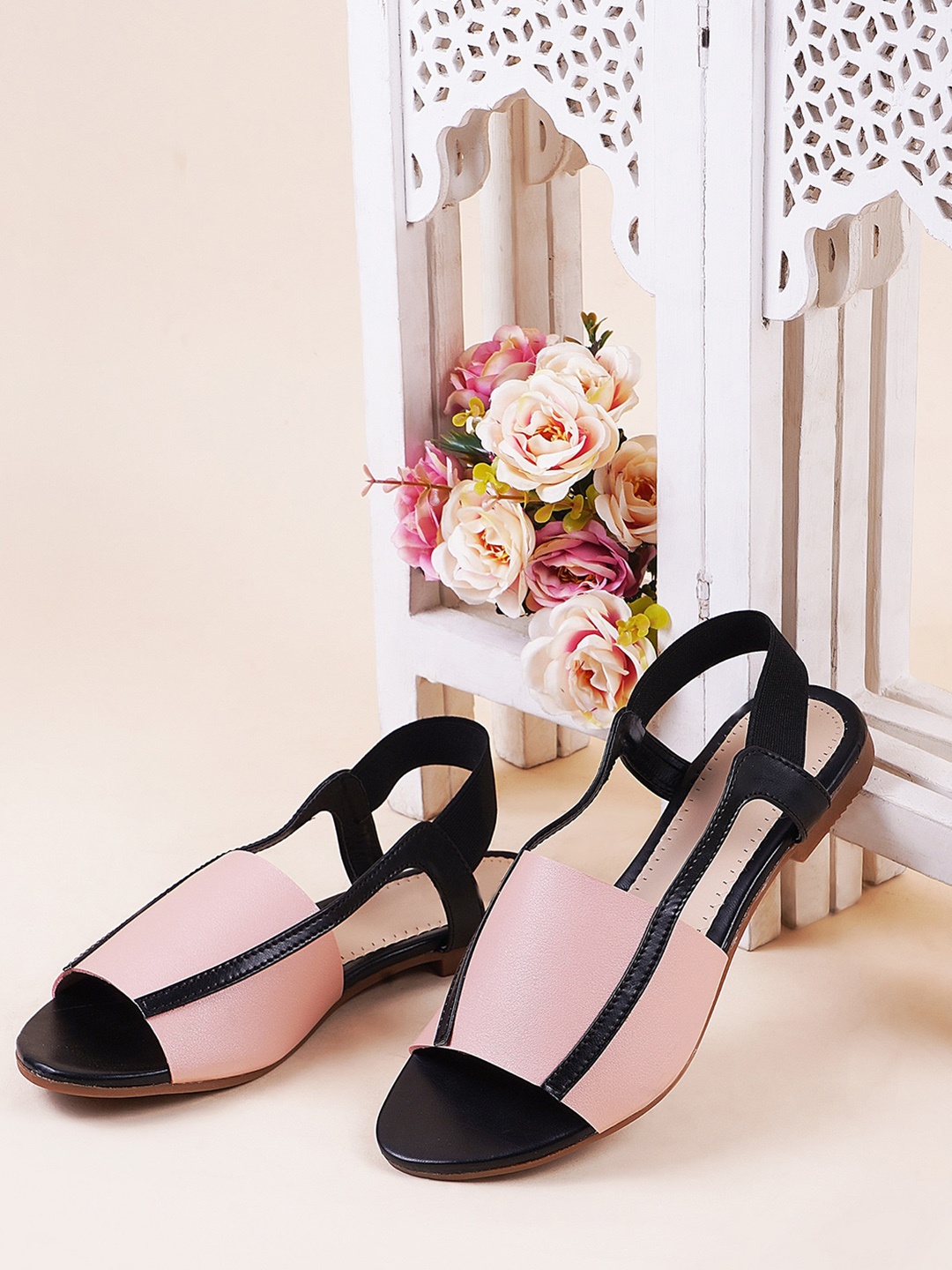

Try Me Colourblocked Backstrap Open Toe Flats, Pink