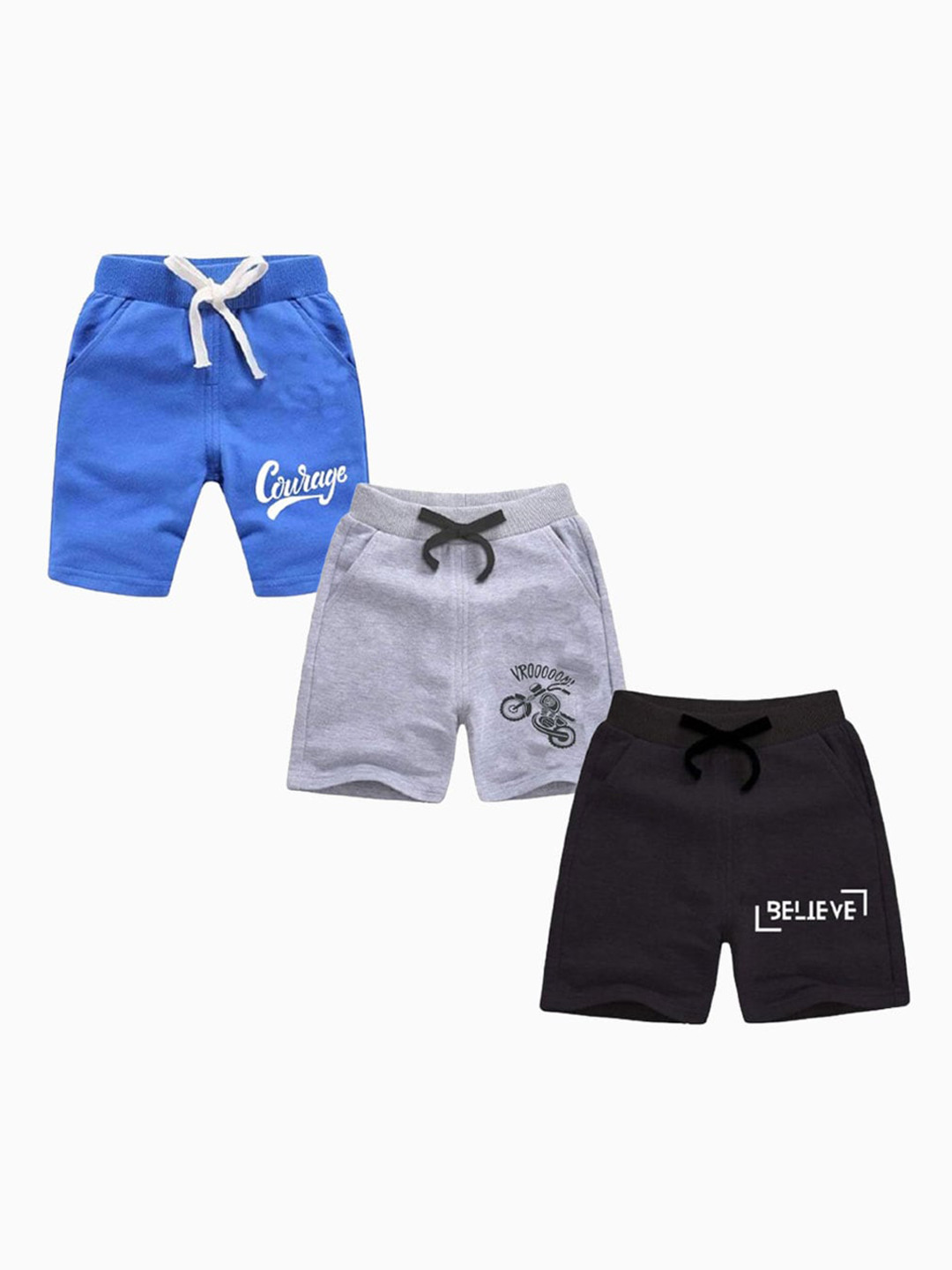 

BAESD Boys Pack of 3 Typography Printed High-Rise Cotton Regular Shorts, Bronze