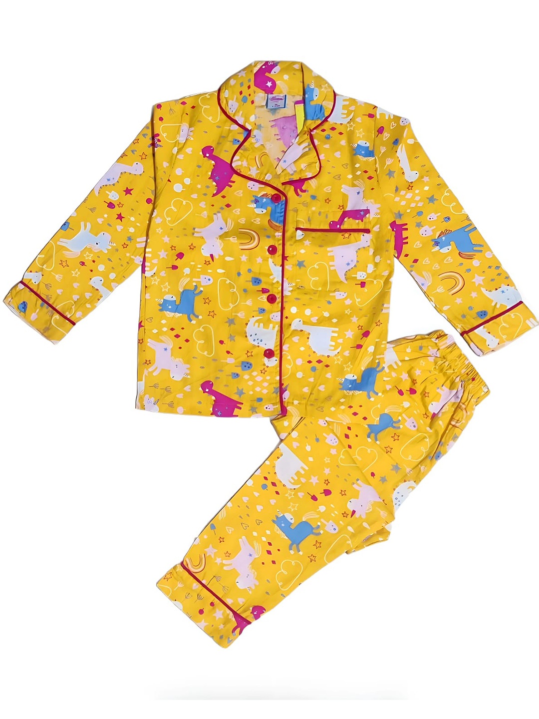 

BAESD Kids Conversational Printed Pure Cotton Night Suit, Gold