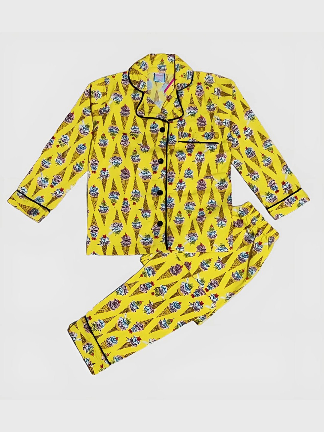 

BAESD Kids Conversational Printed Pure Cotton Night Suit, Gold