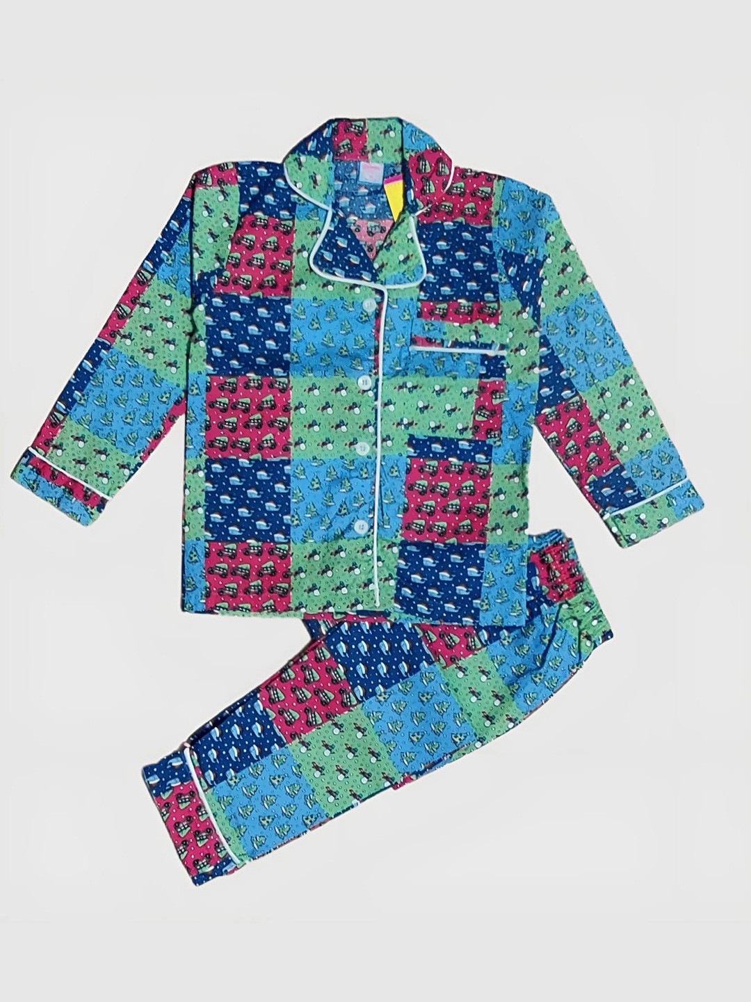 

BAESD Kids Printed Pure Cotton Night Suits, Green