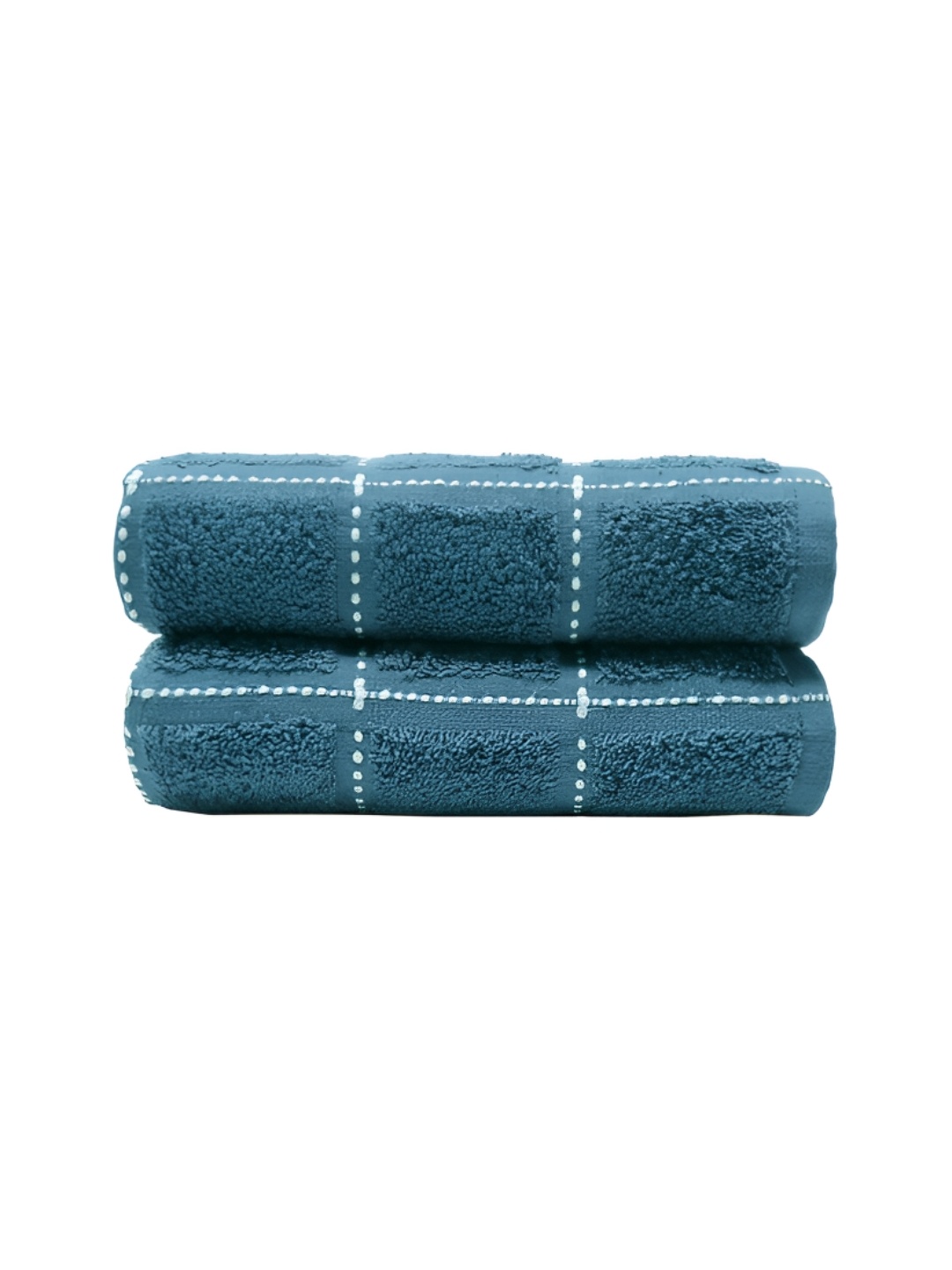 

MYTRIDENT 2-Pcs Blue Patterned Pure Cotton Hand Towel
