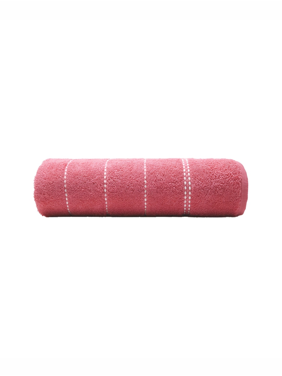 

MYTRIDENT Rose & White Striped Cotton 400 GSM Bath Towel