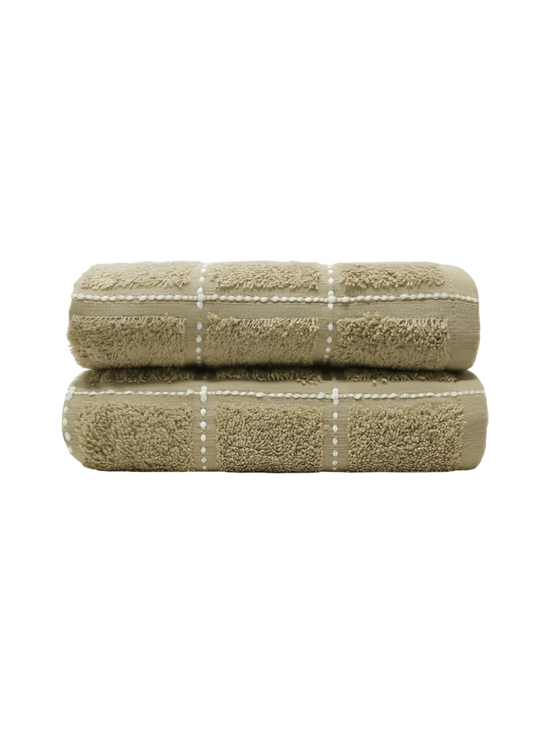 

MYTRIDENT 2-Pcs Khaki Patterned Pure Cotton Hand Towel