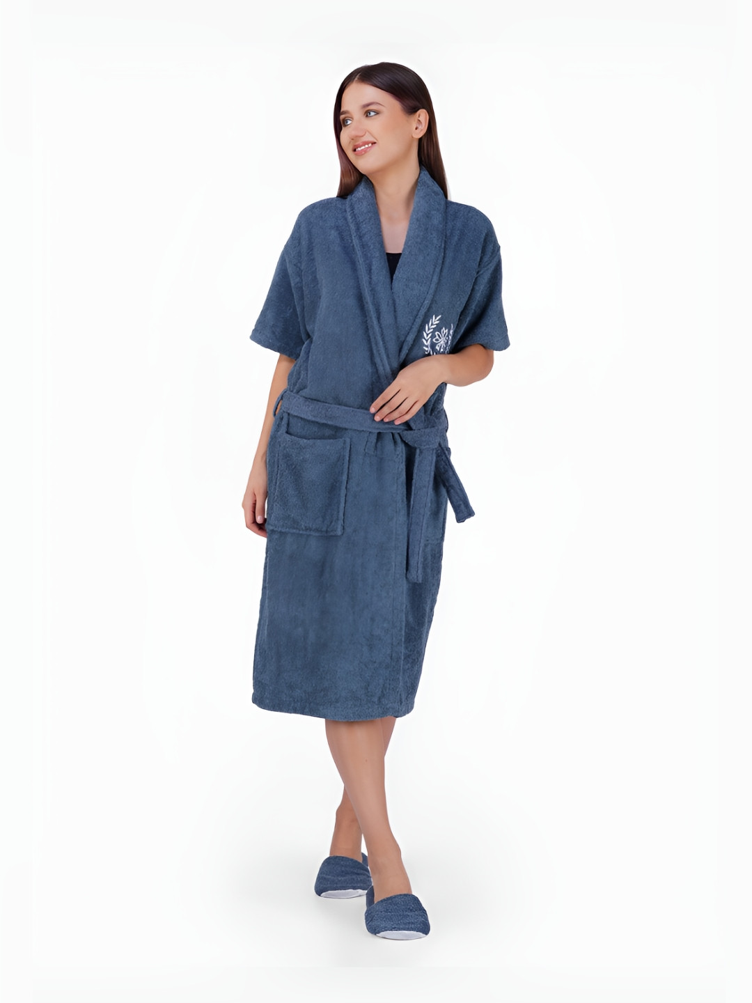 

AURA Women Pure Bamboo Bath Robe, Blue