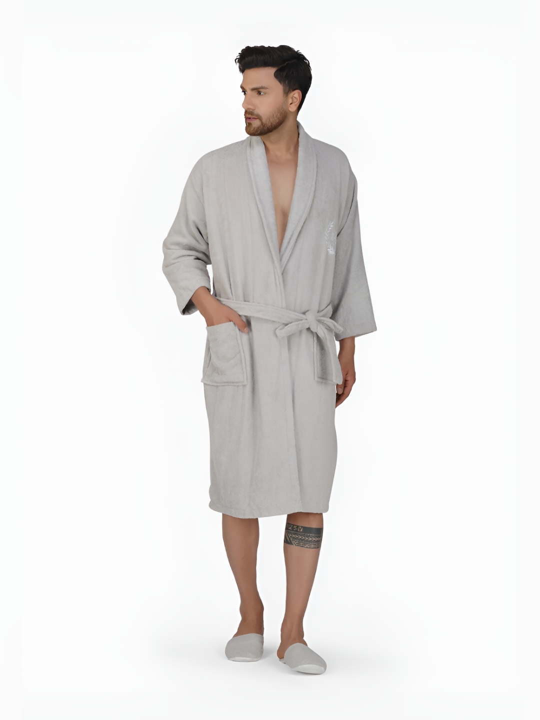 

AURA Men Pure Bamboo Bath Robe, Grey