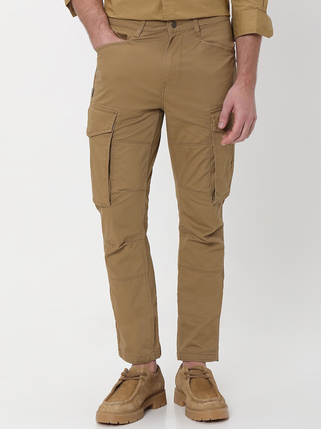 

Mufti Men Slim Fit Mid-Rise Cargo Trouser, Khaki