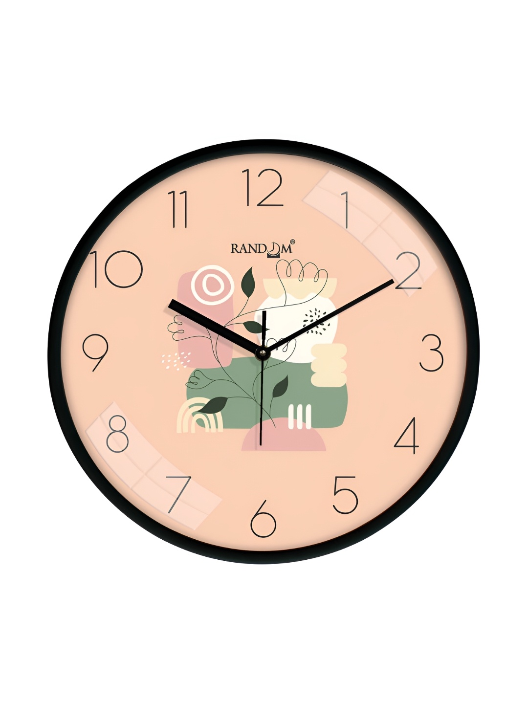 

RANDOM Black & Peach Printed Round Contemporary Wall Clock
