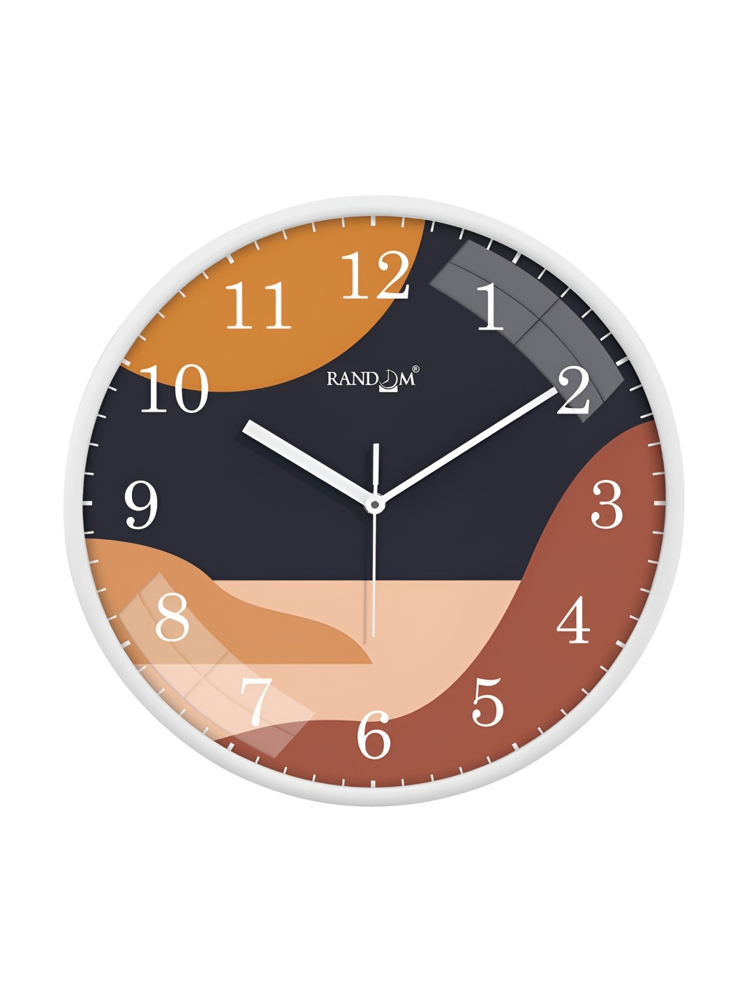 

RANDOM Blue & Orange Printed Analogue Wall Clock, Black
