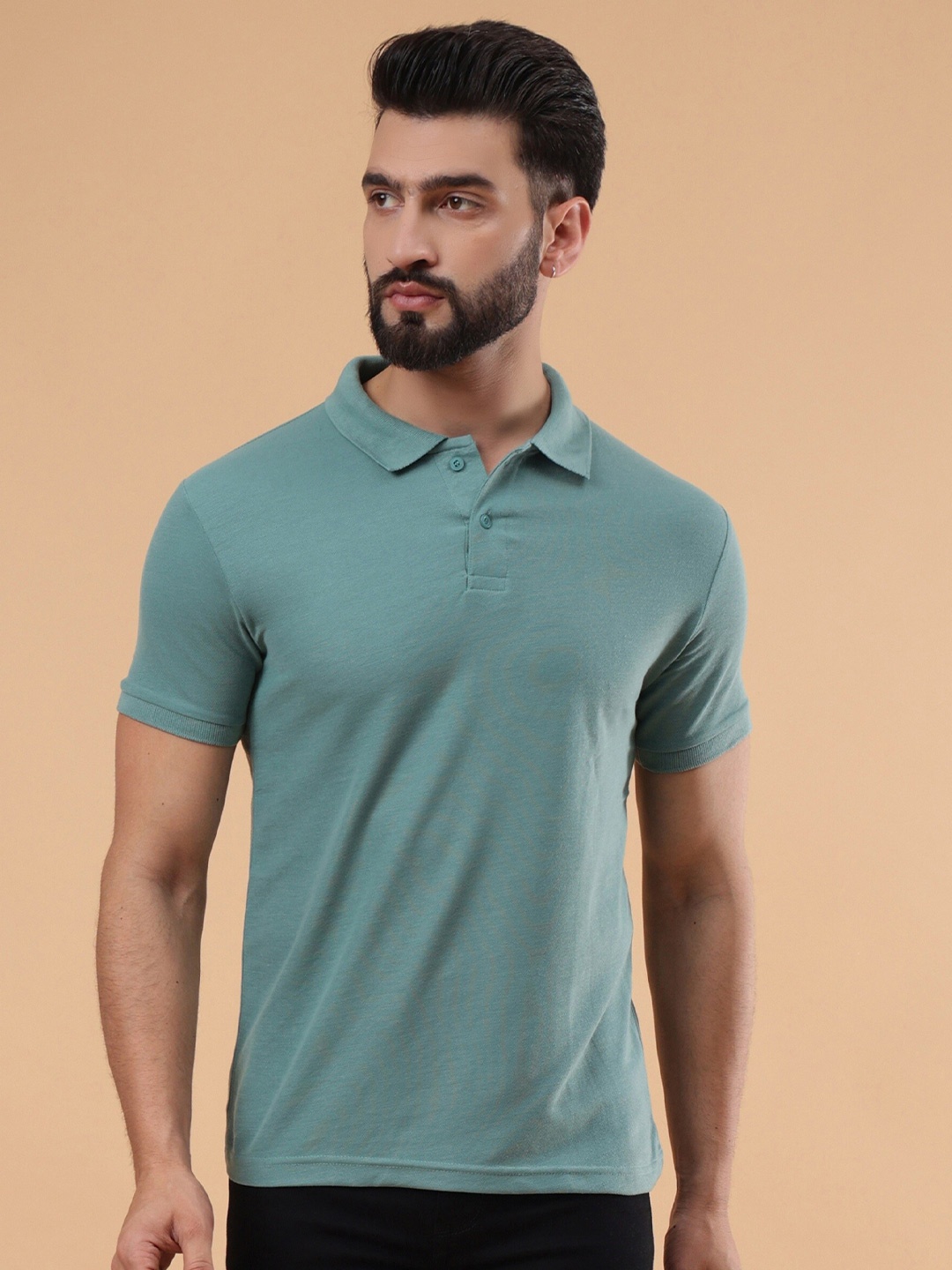 

WE PERFECT Polo Collar Cotton Regular T-shirt, Green