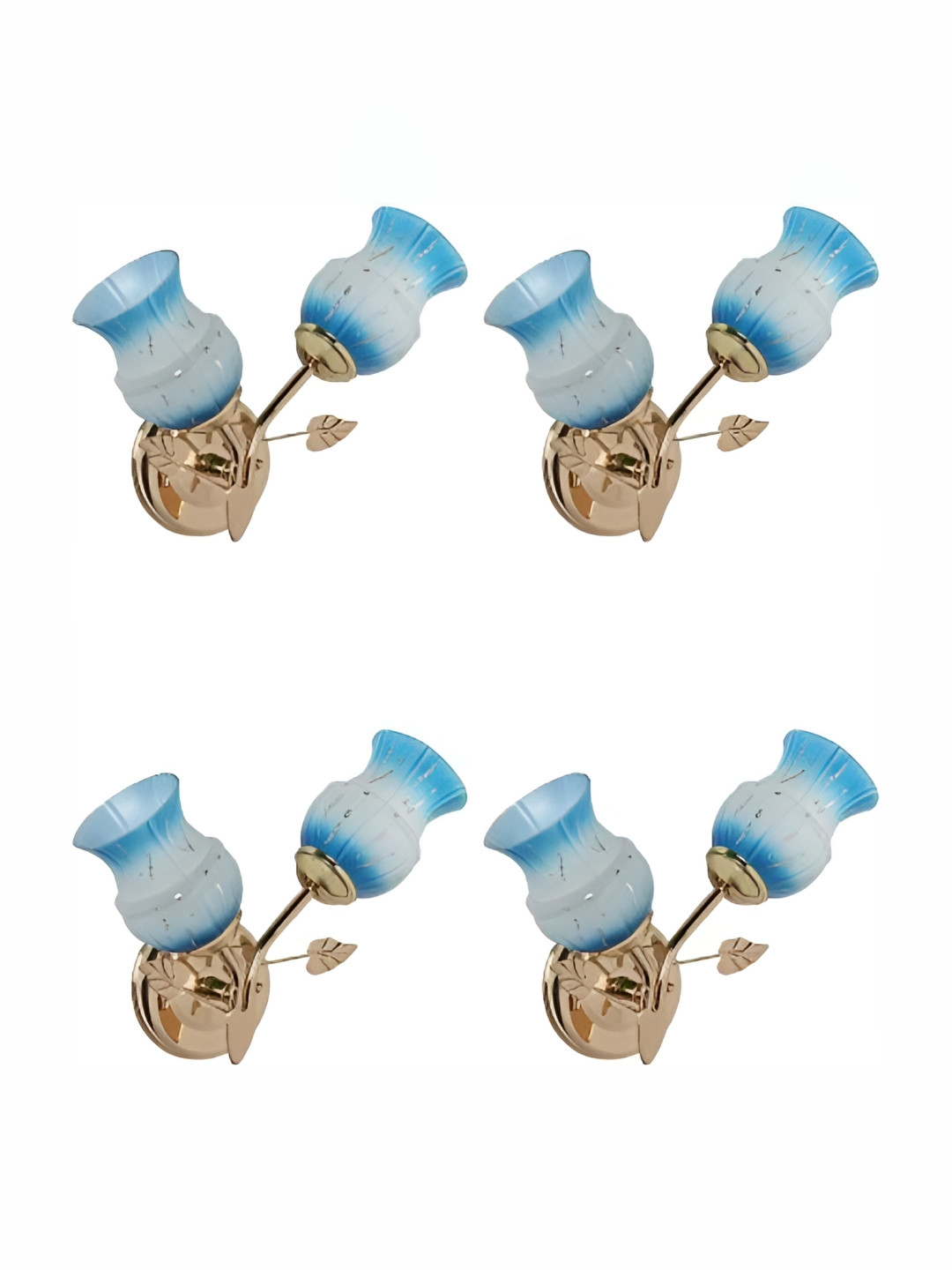 

1ST TIME Blue & White 8 Pieces Printed Glass Contemporary Bell Shaped Wall Lamps