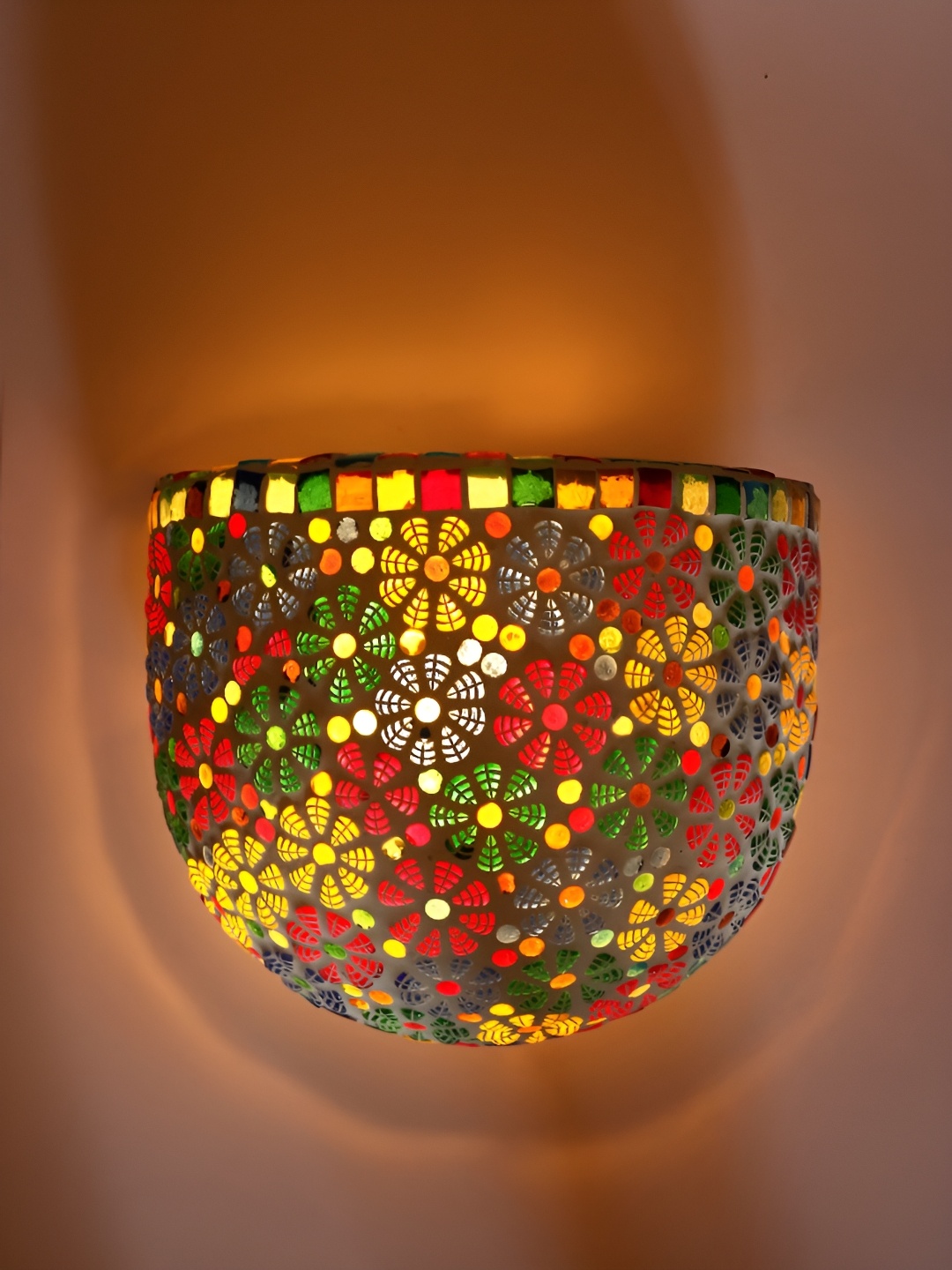 

1ST TIME Red & Yellow Printed Glass Traditional Wall Lamp