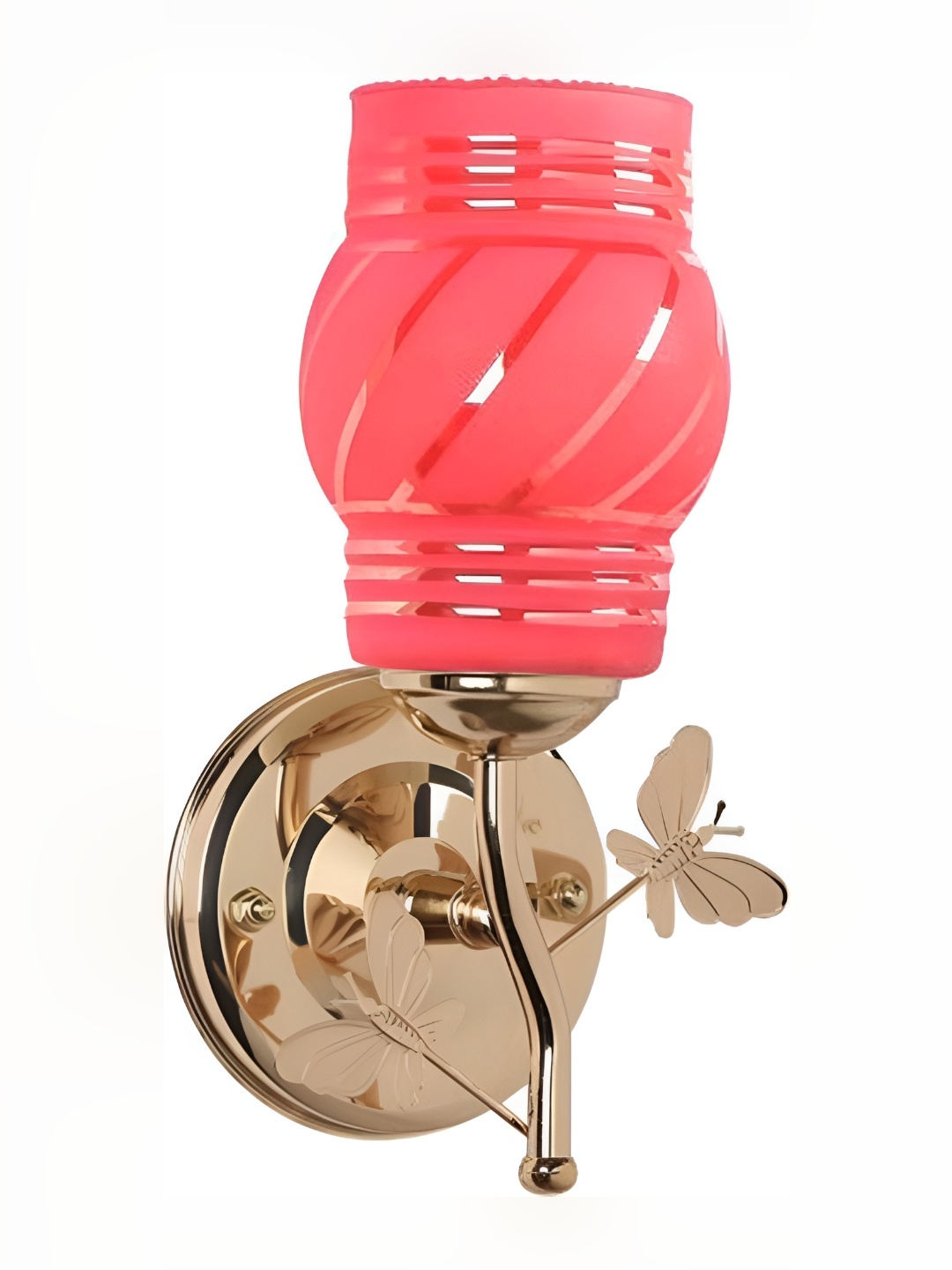 

1ST TIME Gold-Toned & Pink Glass Traditional Abstract Shaped Shaped Wall Lamp