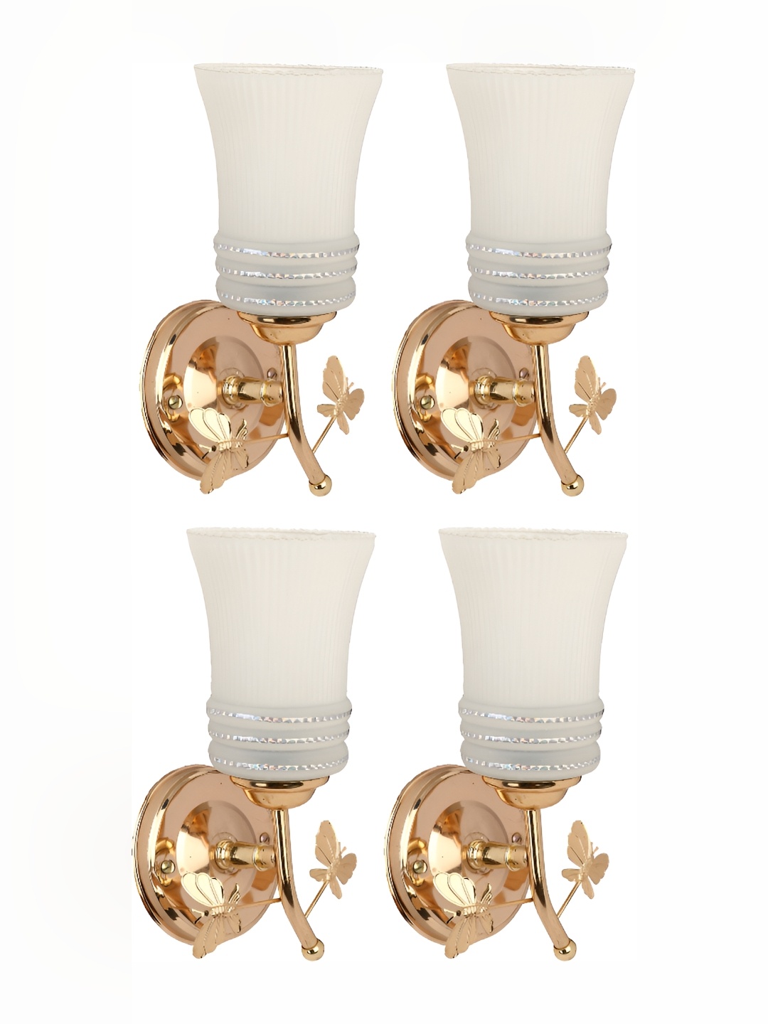 

1ST TIME White & Gold-Toned Glass Traditional Abstract Shaped Shaped Wall Lamp