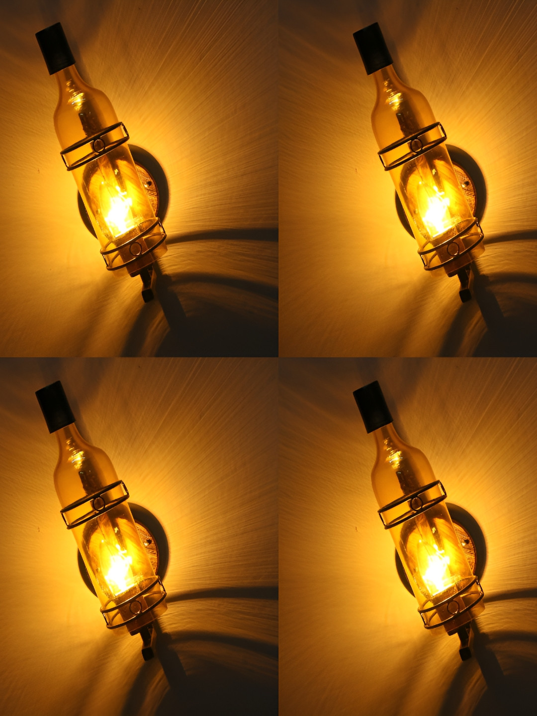 

1ST TIME Yellow & Brown 4 Pieces Glass Printed Glass Contemporary Wall Lamp