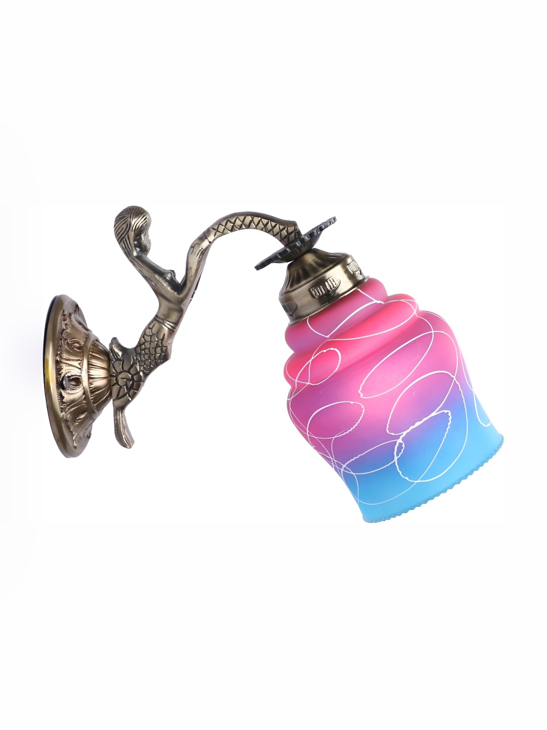 1ST TIME Pink & Blue Printed Glass Traditional Cylinder Shaped Wall Lamp