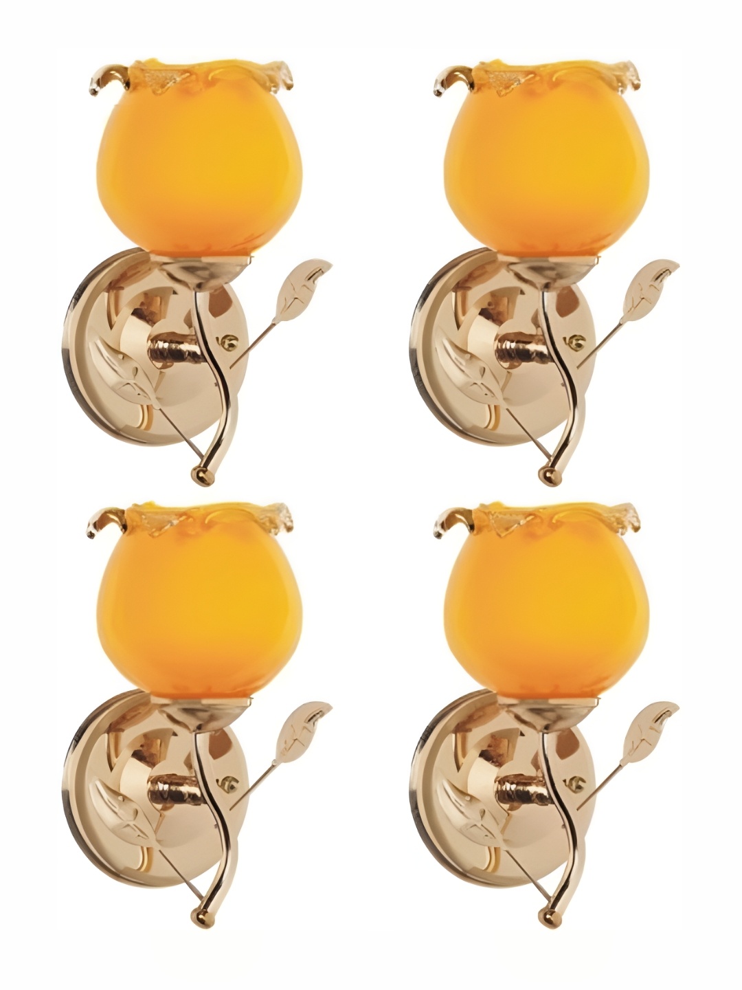 

1ST TIME Yellow & Gold Toned 4 Pieces Glass Contemporary Wall Lamps