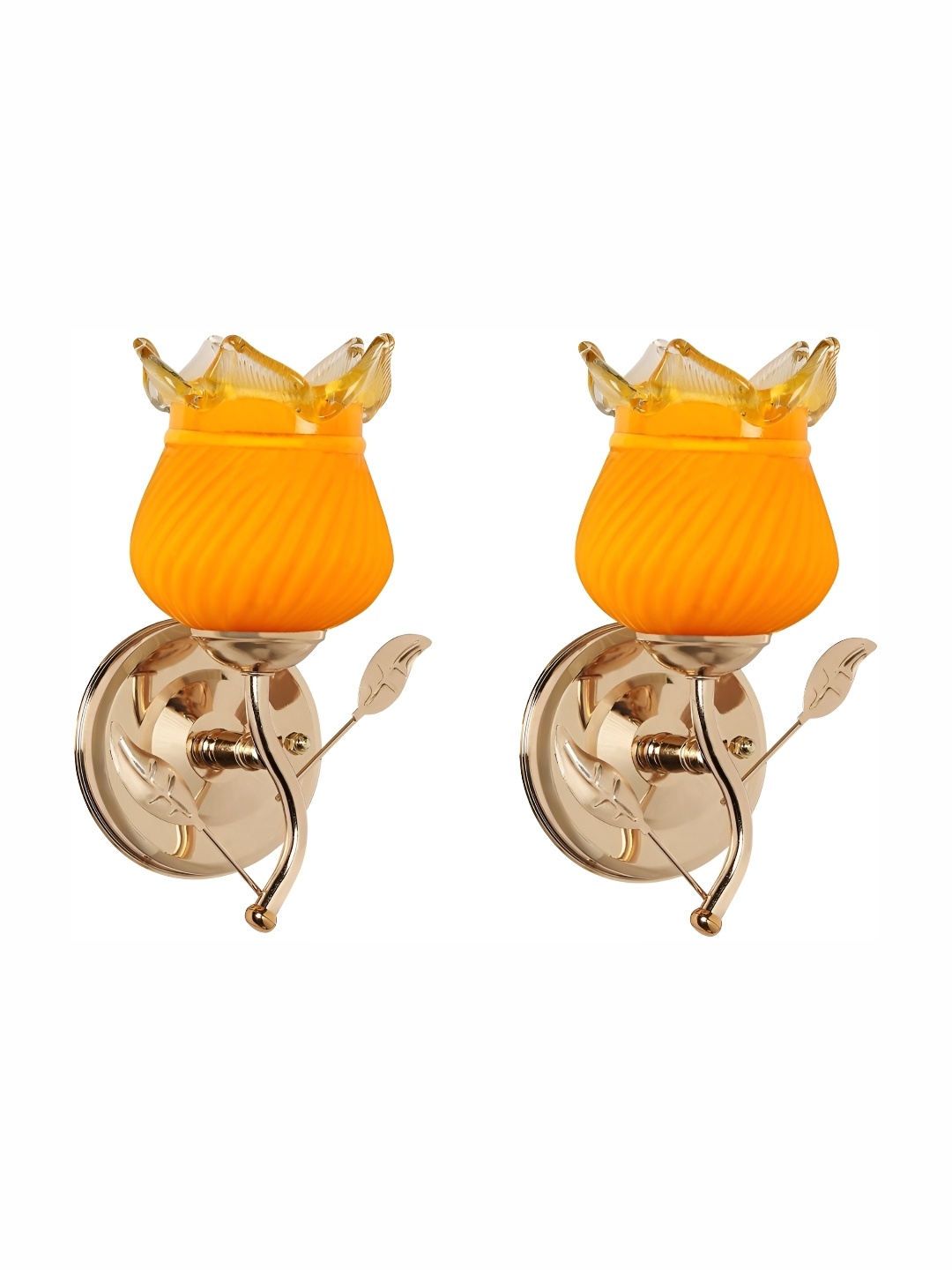 

1ST TIME Orange & Gold-Toned 2 Pieces Glass Contemporary Wall Lamp