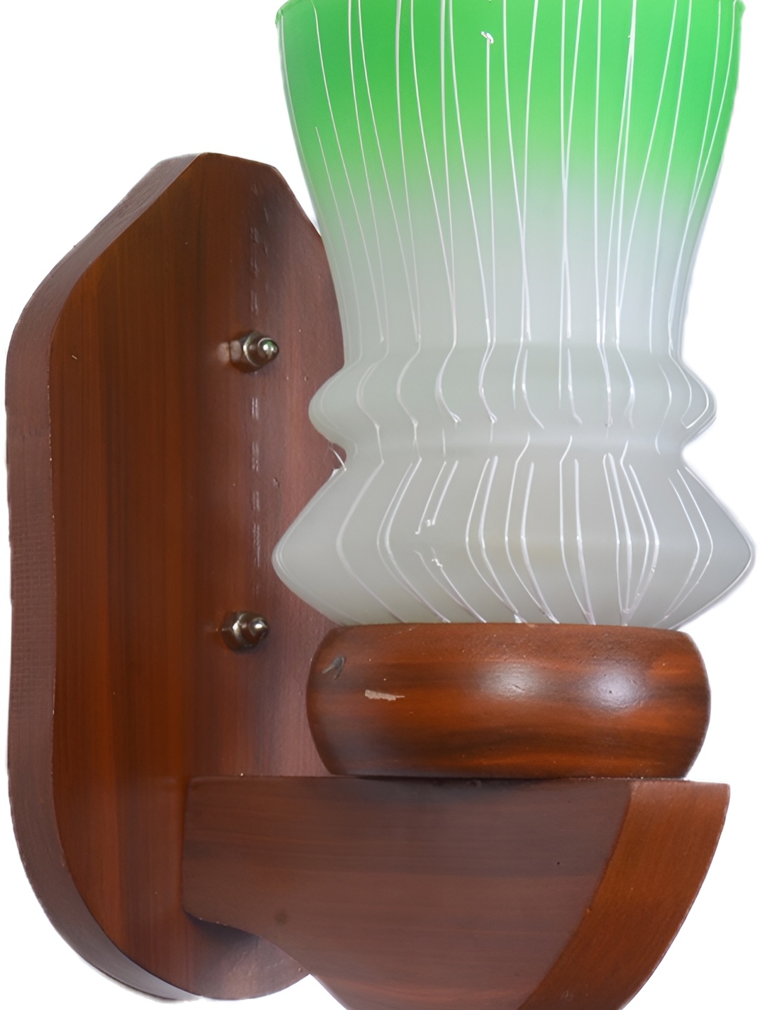 1ST TIME White & Green Printed Glass Traditional Abstract Shaped Wall Lamp