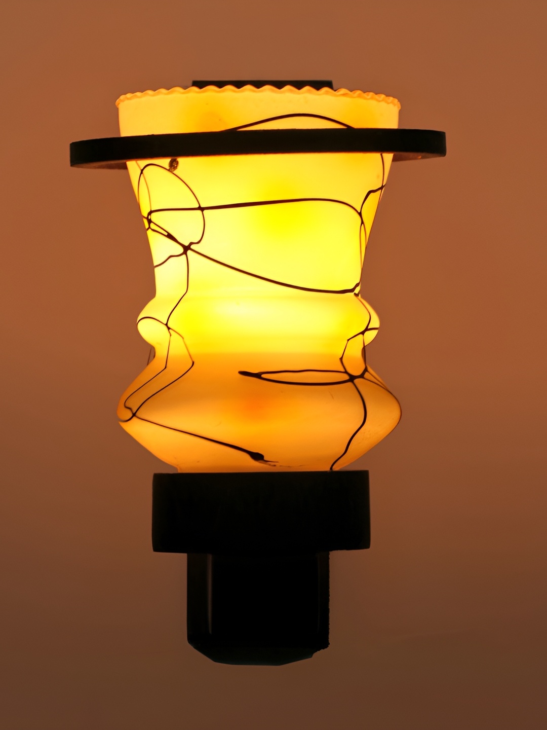 

1ST TIME White & Yellow Printed Glass Traditional Abstract Shaped Wall Lamp