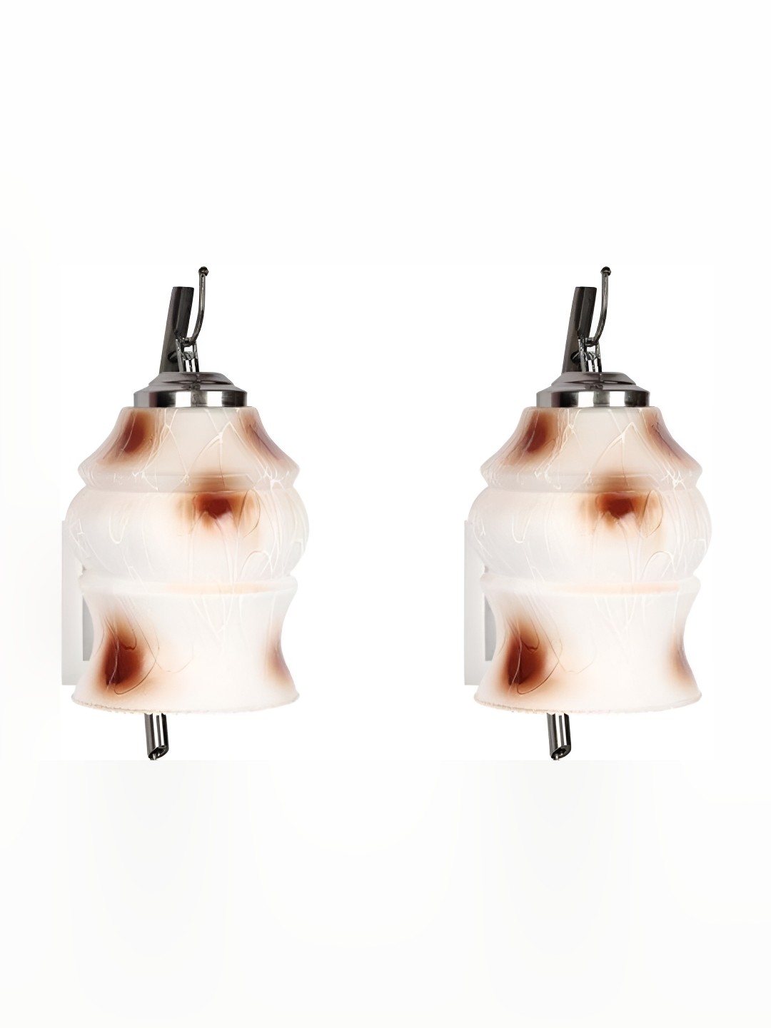 

1ST TIME White & Brown 2 Pieces Printed Glass Contemporary Wall Lamp