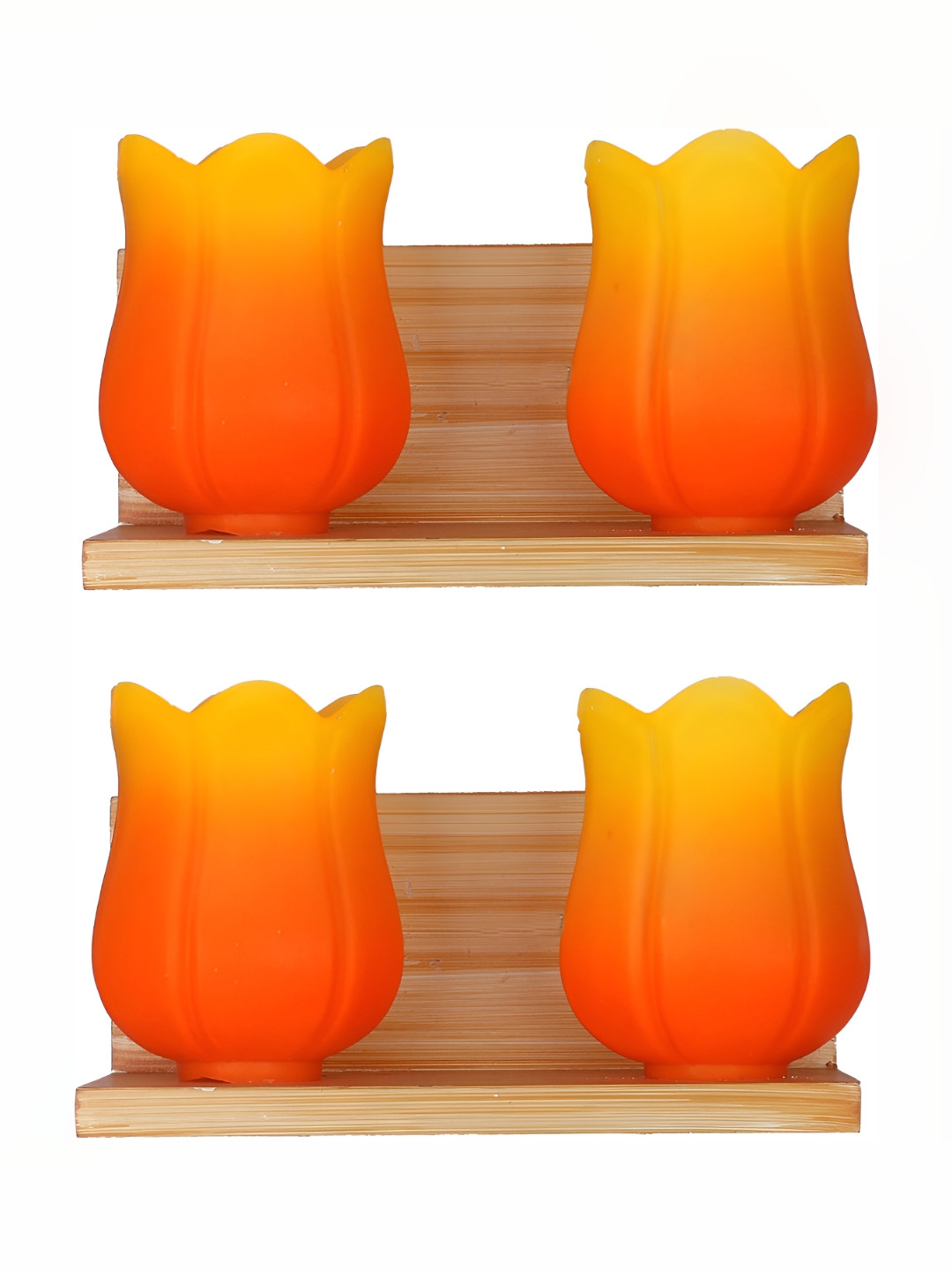 

1ST TIME Yellow & Orange 2 Pieces Glass Traditional Wall Lamps