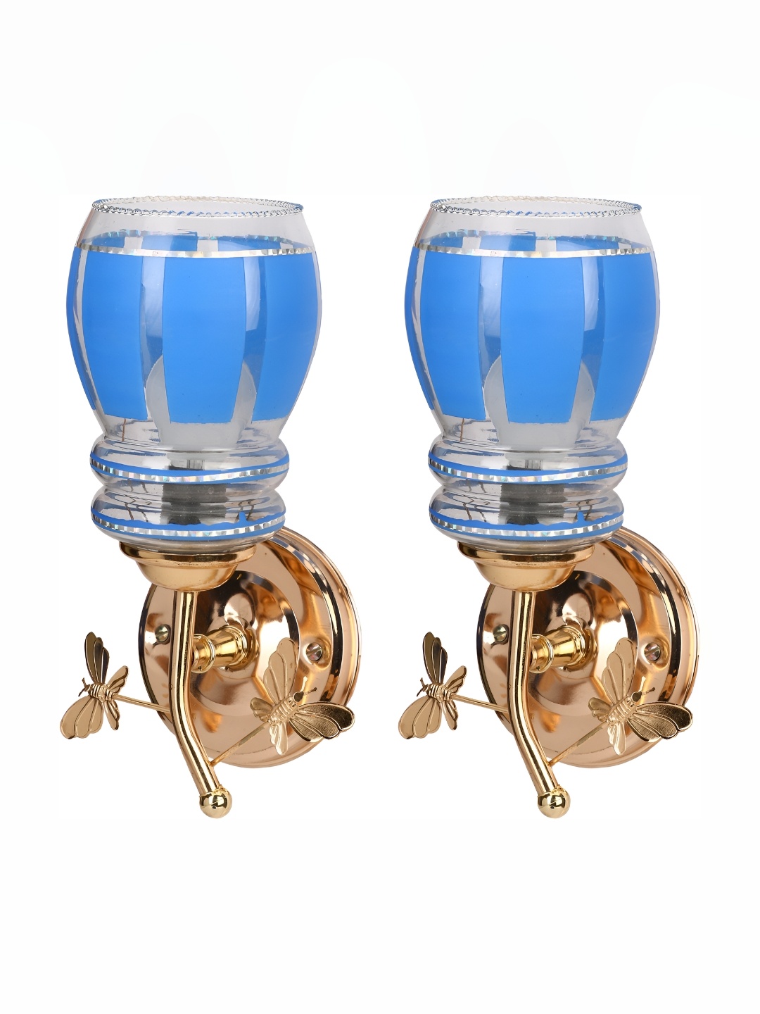 

1ST TIME Blue & Transparent 2 Pieces Glass Traditional Abstract Shaped Shaped Wall Lamp
