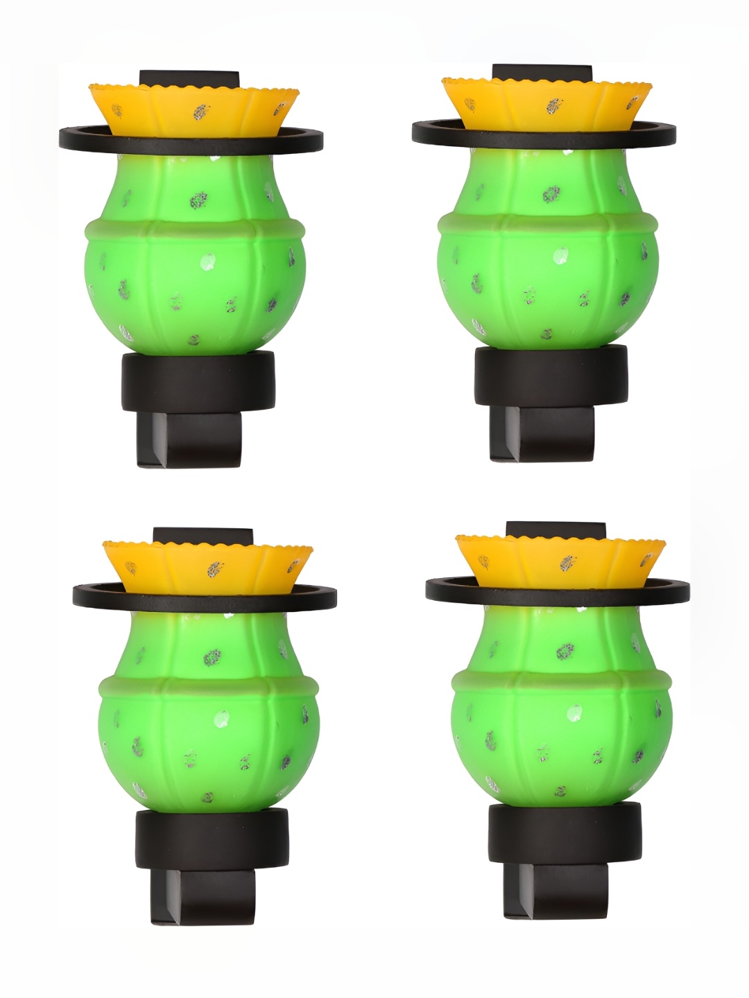 

1ST TIME Green & Yellow 4 Pieces Printed Glass Contemporary Abstract Wall Lamps