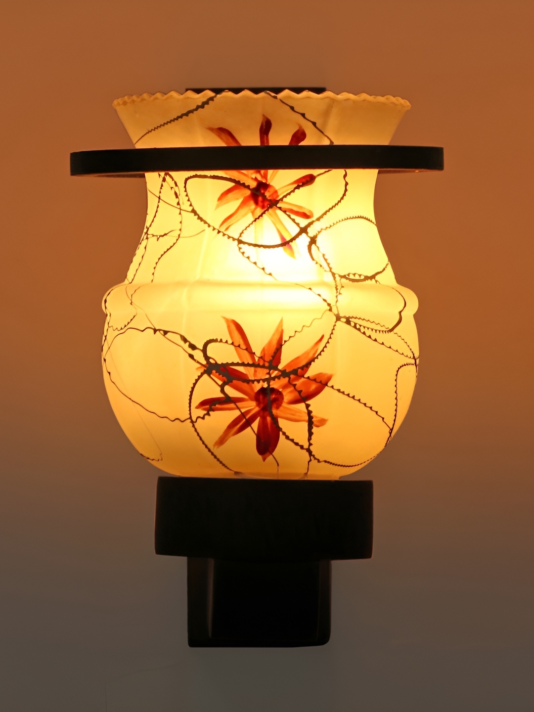 

1ST TIME White & Brown Printed Glass Traditional Wall Lamp