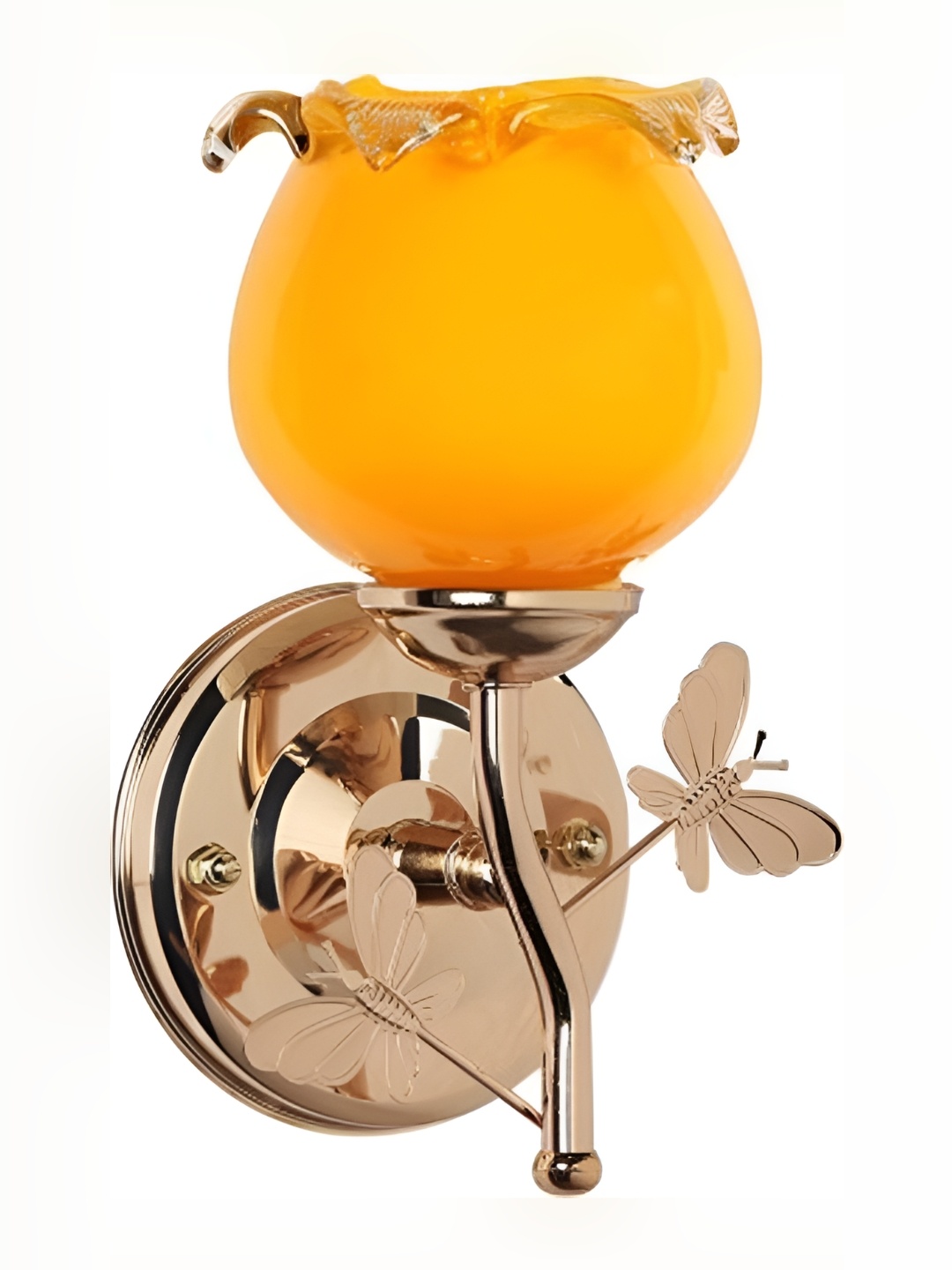 1ST TIME Yellow & Gold-Toned Glass Traditional Bell Shaped Wall Lamp