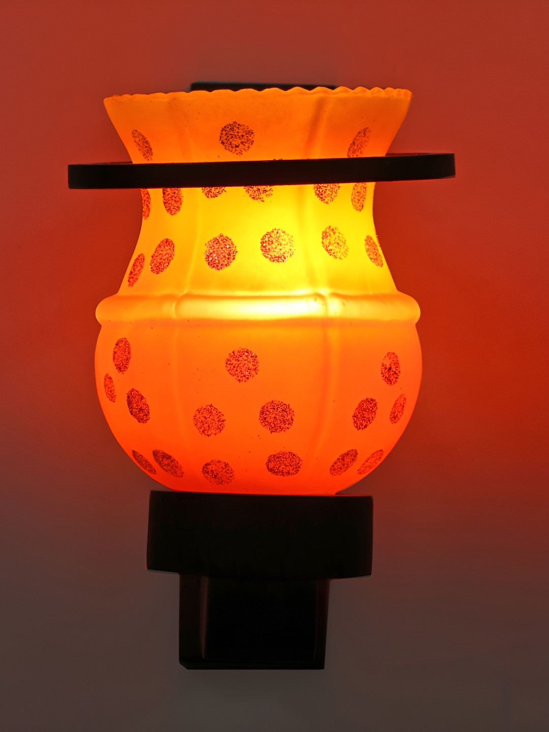 

1ST TIME Orange & Yellow Printed Glass Traditional Abstract Shaped Wall Lamp