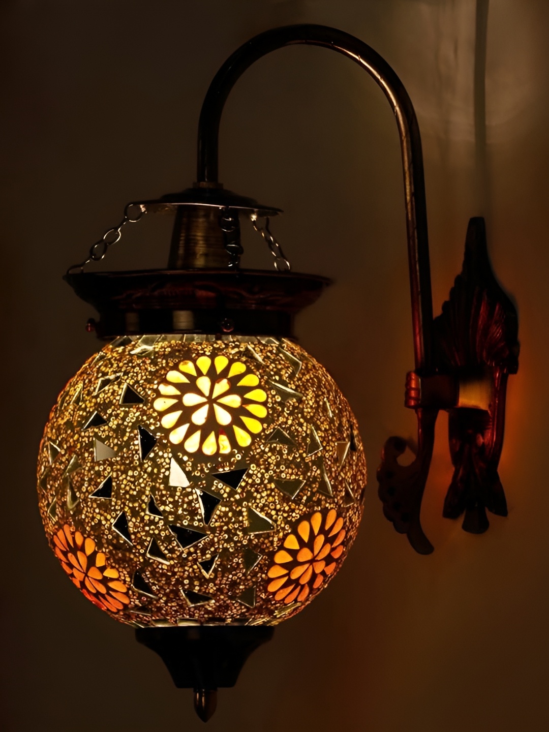 

1ST TIME White & Orange Textured Glass Contemporary Spherical Shaped Wall Lamp